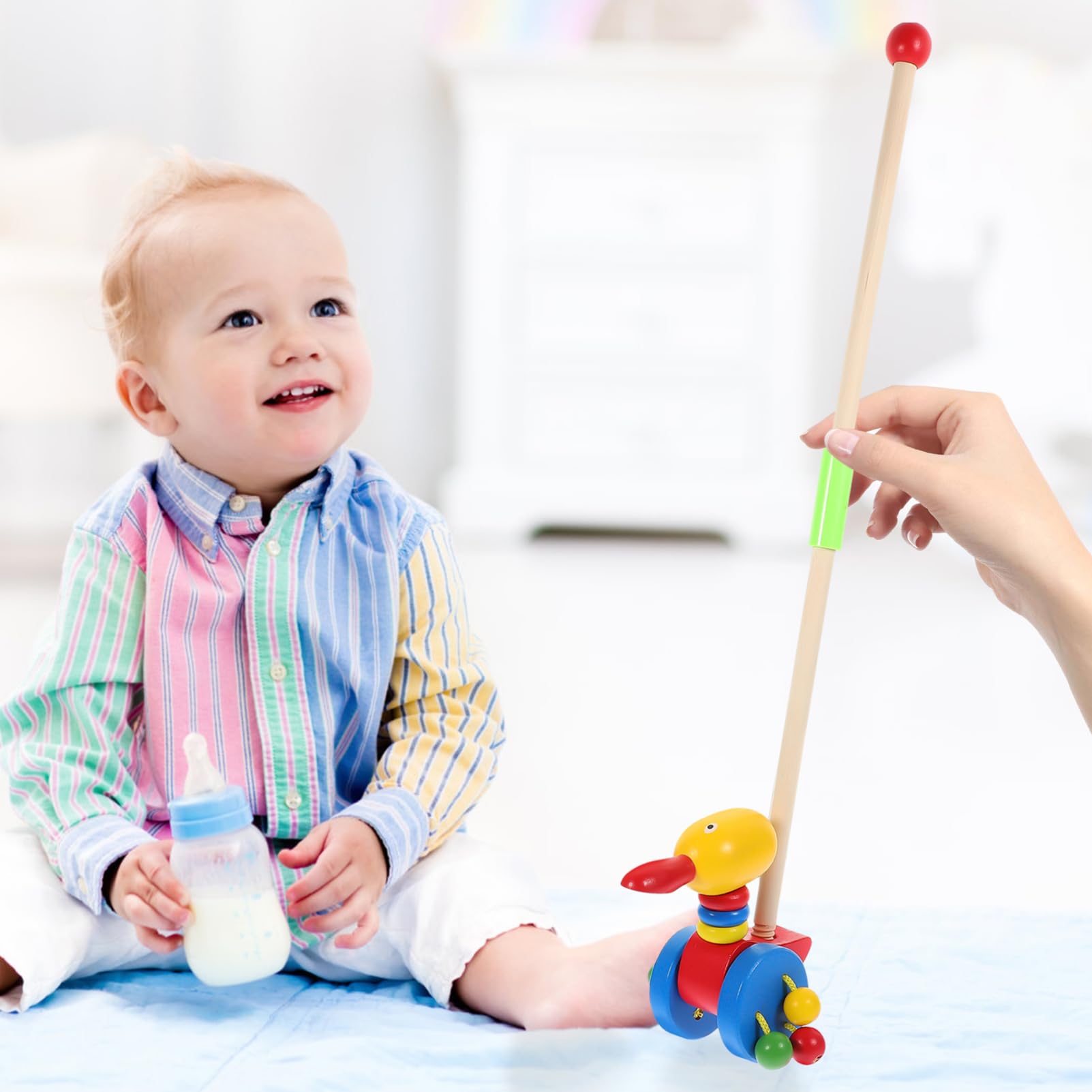 VICASKY Wooden Baby Walker Push Toy - Montessori Learning Stroller Toy for Toddlers 1-3 Years Old - Perfect for Indoor & Outdoor Play, Early Walking Development