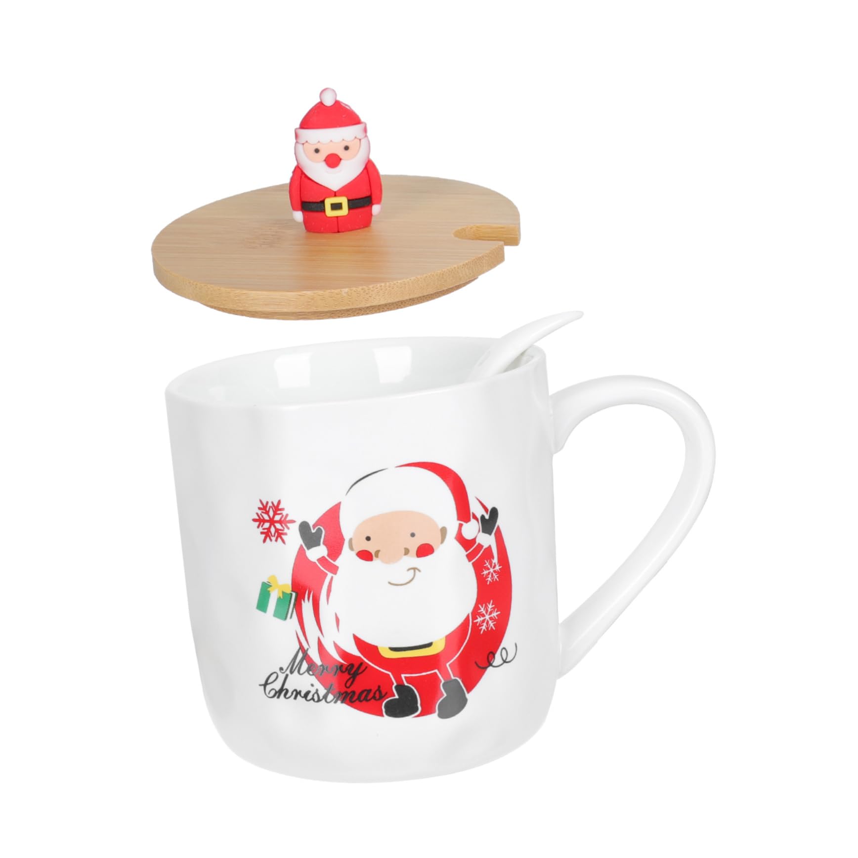 Alipis 12oz Christmas Ceramic Mug Set with Lid & Spoon - 3D Decorative Xmas Coffee Cups for Latte, Espresso & Hot Drinks - Perfect for Holiday Gifts, Parties & Cozy Winter Mornings
