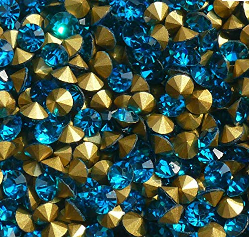 SS3-SS38 Peahen Blue Pointback Crystal Rhinestones - 1440PCS Loose Glass Beads for Jewelry Making, Wedding Dress Decorations, DIY Crafts | Perfect for Bridal Accessories, Costume Design & Home Decor