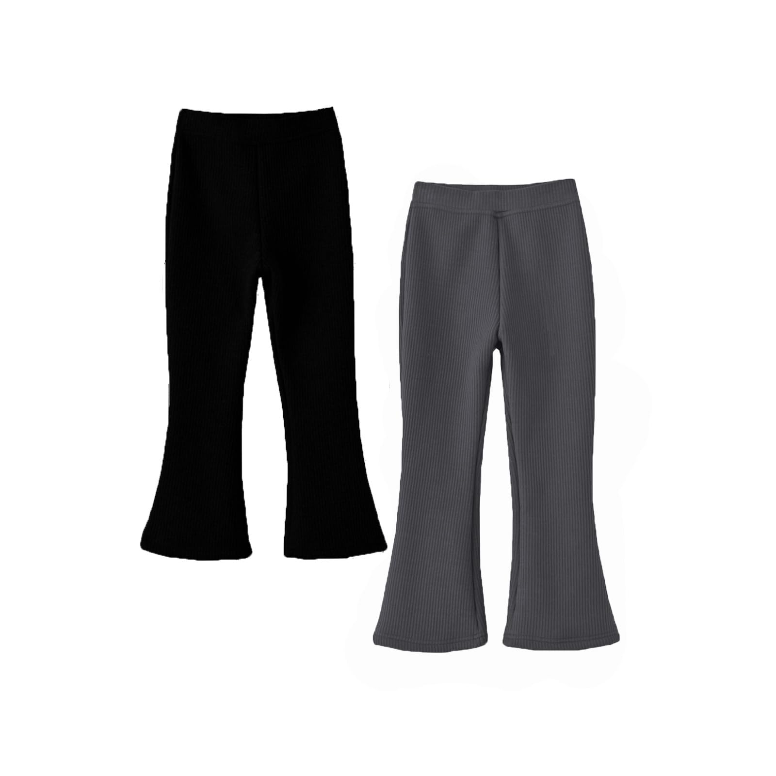 Toddler Girl Flare Leggings - Black Fleece Lined Warm Bell Bottom Pants for Kids | Winter Playtime & Casual Outfits