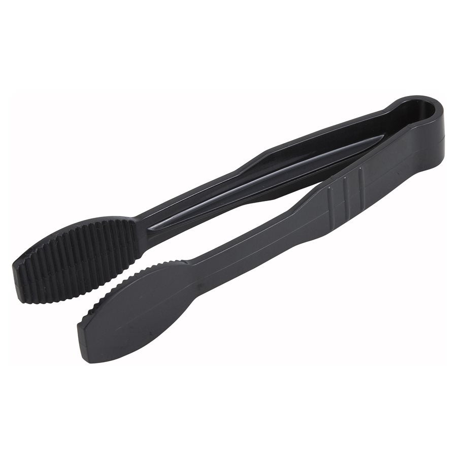 Winco 6-Inch Flat Grip Tongs - Black Stainless Steel Kitchen Tongs for Cooking, Grilling, Serving - Perfect for BBQ, Salad, Pasta & Hot Food Handling
