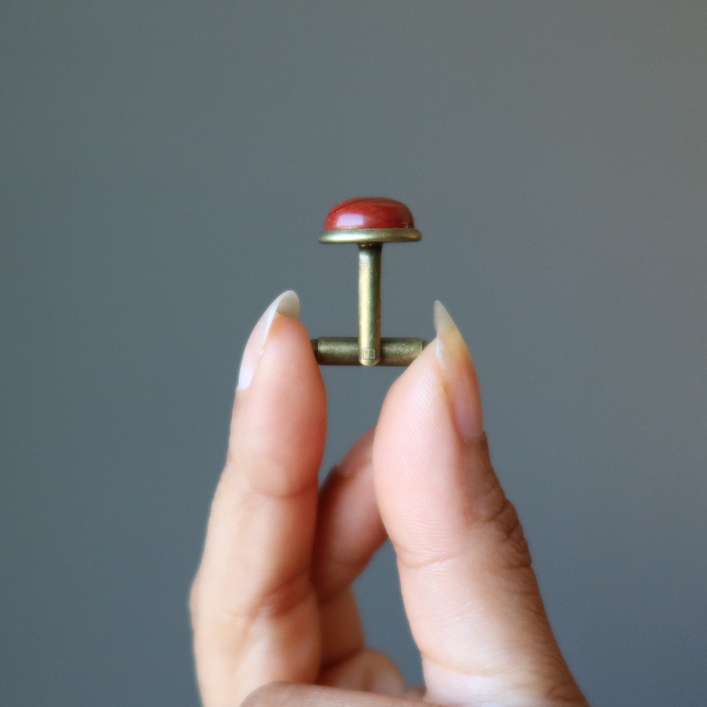 Red Jasper Cufflinks for Men - Natural Energizing Stone Jewelry in Antiqued Bronze Finish - Perfect for Weddings, Business Meetings & Formal Occasions