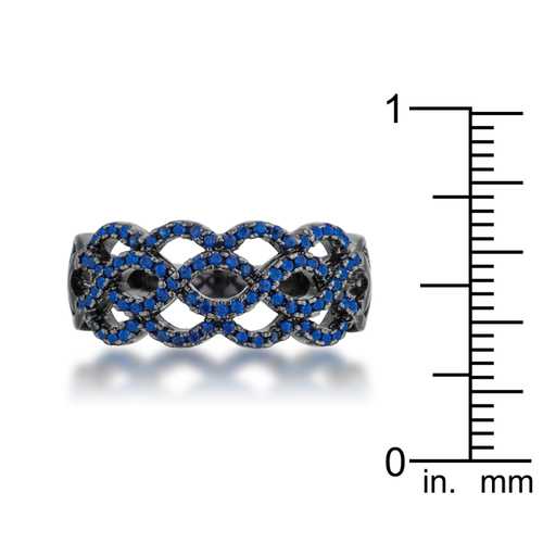 0.4ct Natural Sapphire & CZ Hematite Twist Ring for Women - Elegant Stackable Jewelry for Weddings, Anniversaries & Special Occasions
