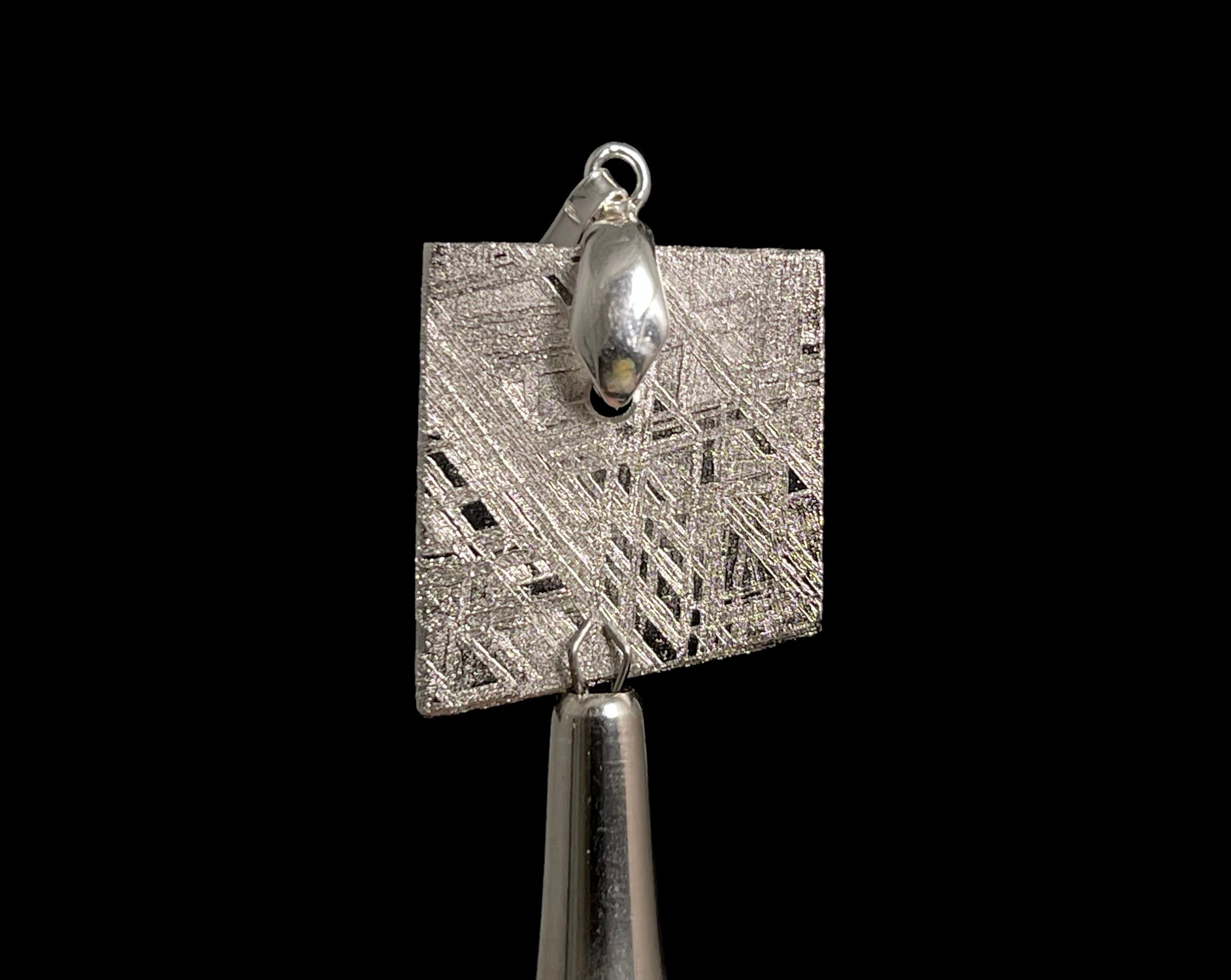 Handmade Rhodium Plated METEORITE Pendant - Authentic Ancient Muonionalusta Meteorite Jewelry for Men & Women | Unique Space Astronomy Gift Idea for Birthday, Anniversary & Special Occasions | Perfect for Everyday Wear, Date Nights & Cosmic Enthusiasts