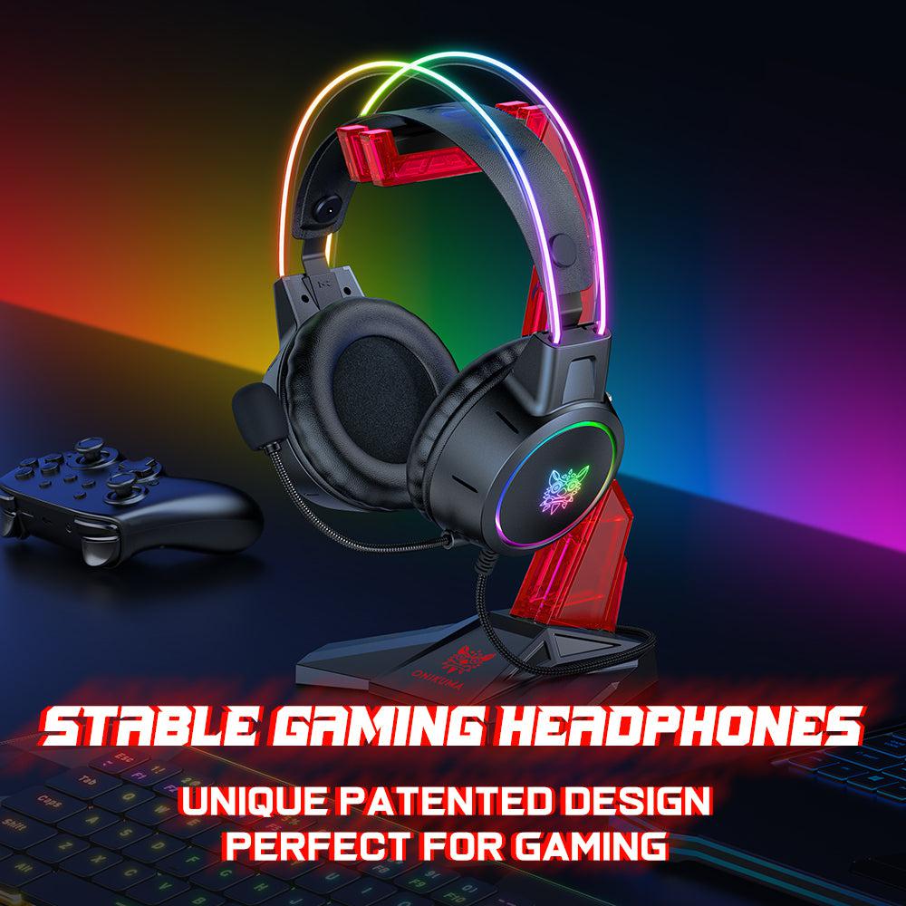 ONIKUMA ST 3 Acrylic Gaming Headset Stand with Hook - Perfect for Desk Organization & Headphone Storage for Gamers