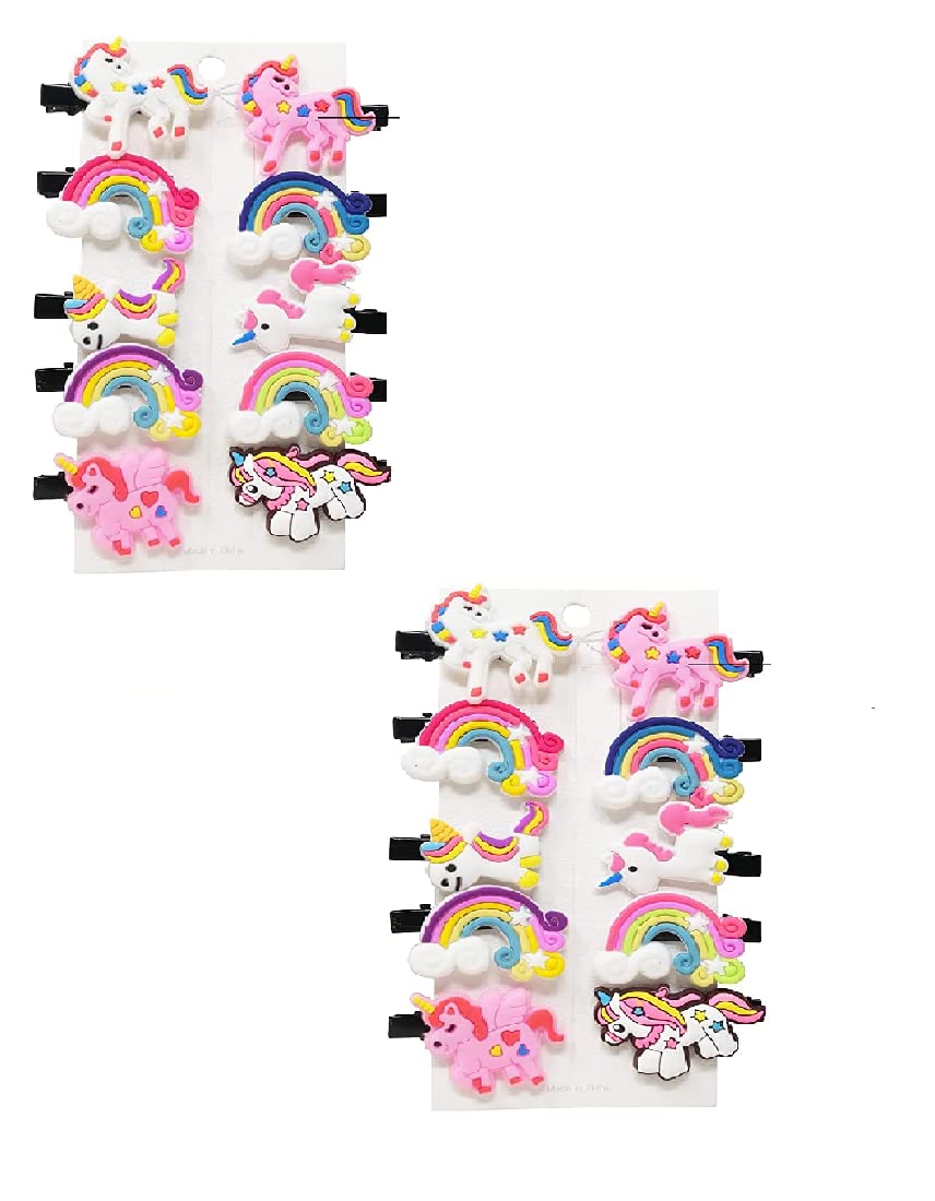 PARTEET Unicorn Hair Clips for Kids - Pack of 2 | Cute Hair Accessories for Girls Birthday Party, School, Dress Up & Photo Shoots
