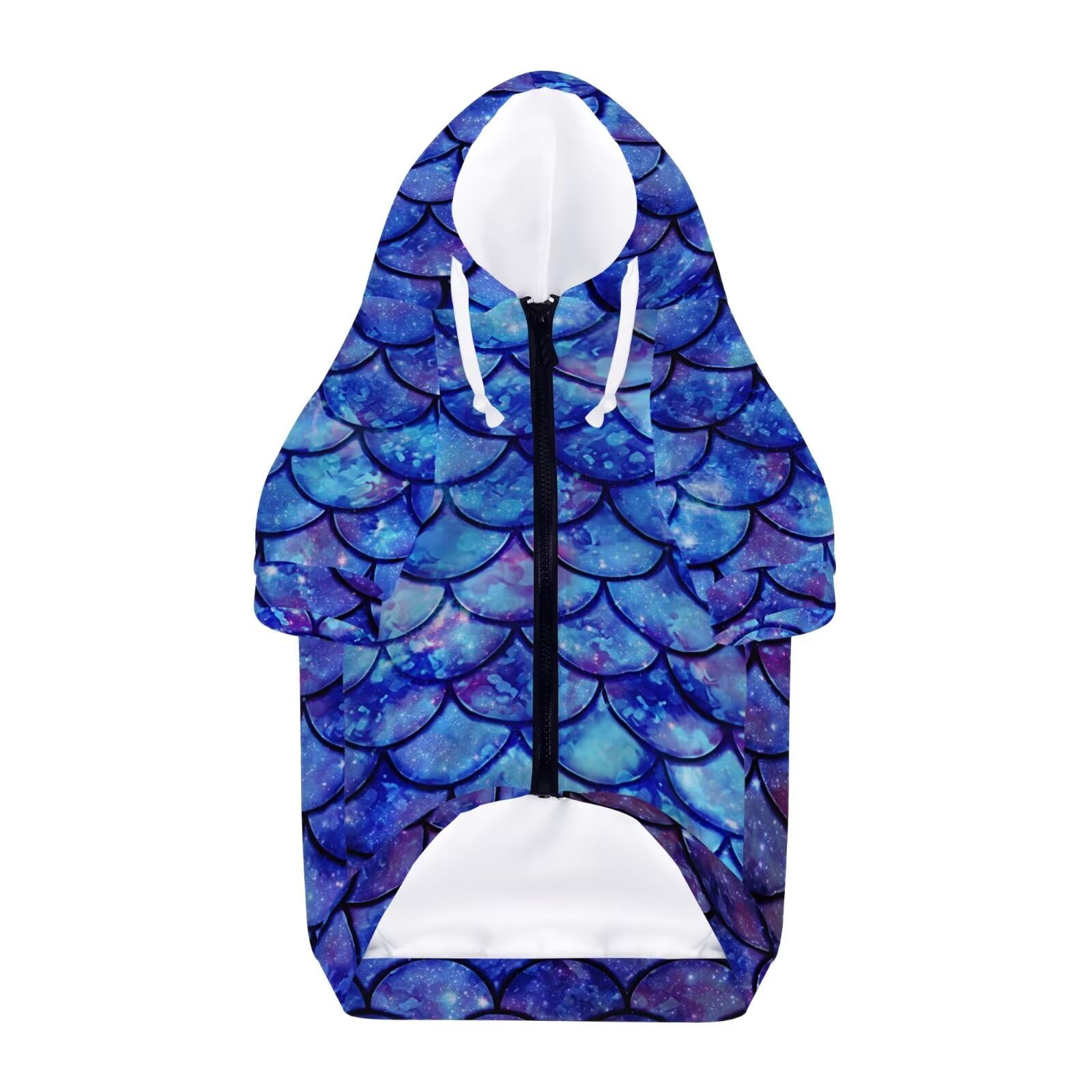 Howilath Blue Mermaid Scale Dog Hoodie - Warm Pet Jacket for Small Medium Dogs & Cats | Puppy Kitten Winter Apparel | Perfect for Outdoor Walks & Photo Shoots