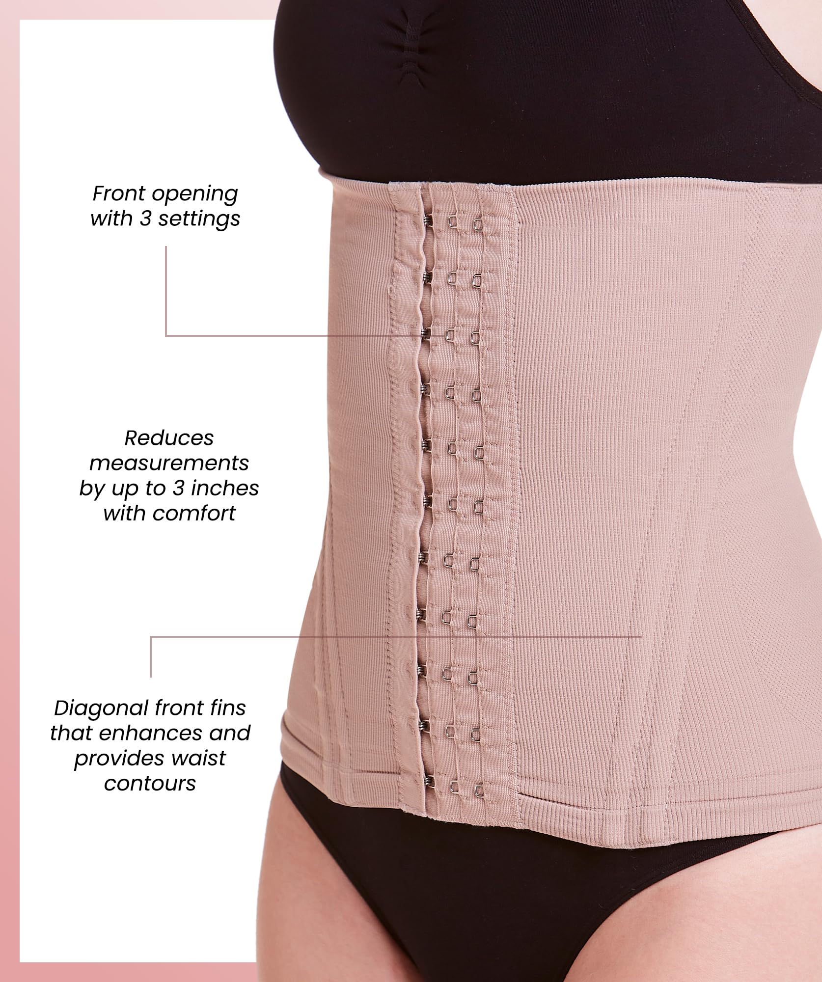 PLIE High Compression Corset Shapewear for Women - Waist Trainer & Posture Corrector with Double Layer Fabric - Tummy Control Body Shaper for Workout, Office & Special Occasions