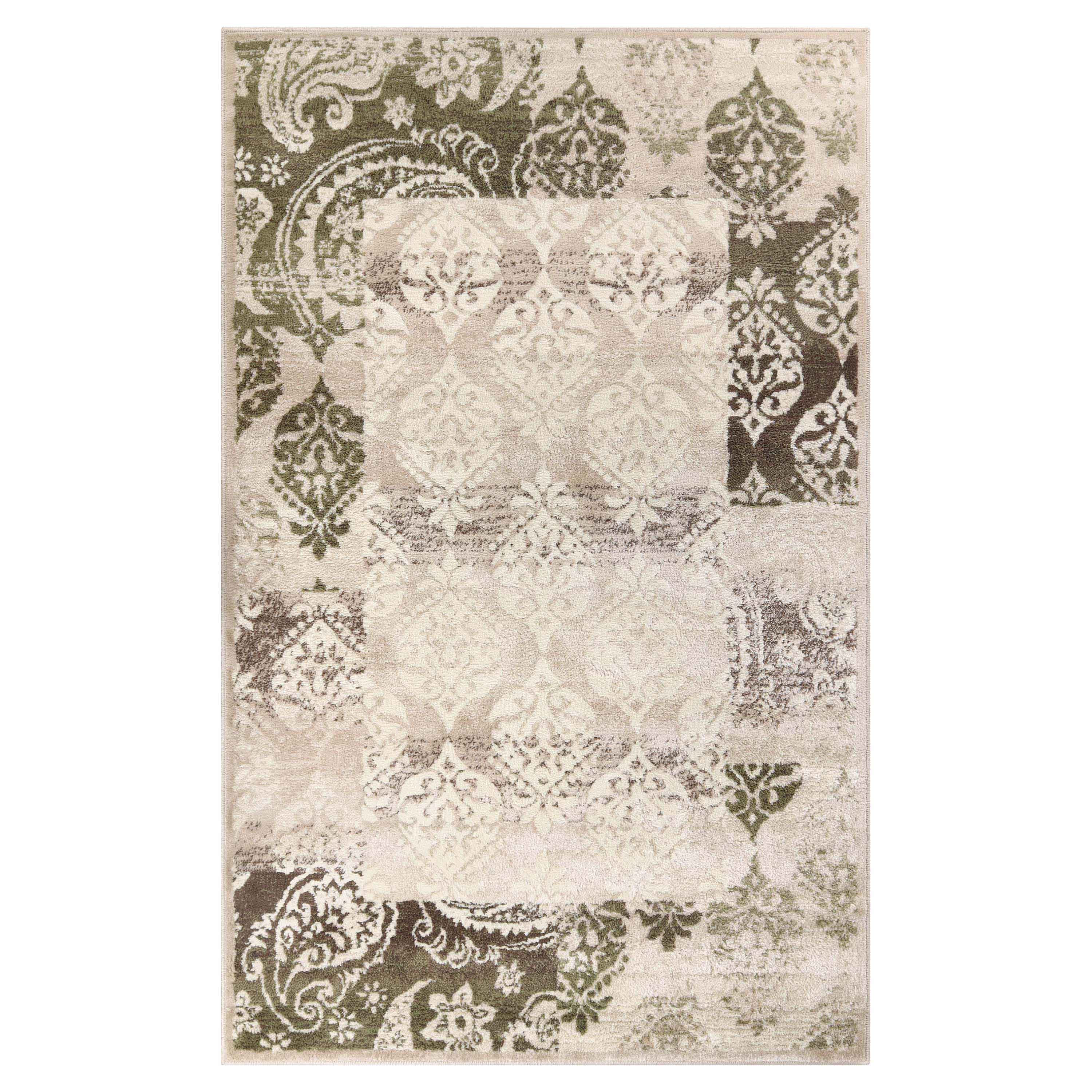 Stylish Modern Damask Indoor Area Rugs & Runners - Non-Slip Soft Living Room Carpet for Bedroom, Hallway, Dining Room Decor