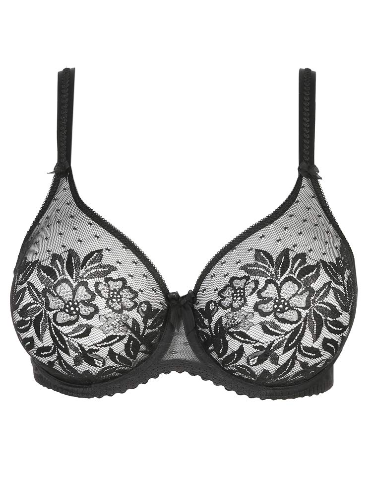 PrimaDonna Divine Seamless Lace Bra 36C Noir - Comfortable Full Coverage Underwire Bra for Women - Perfect for Everyday Wear, Work & Special Occasions