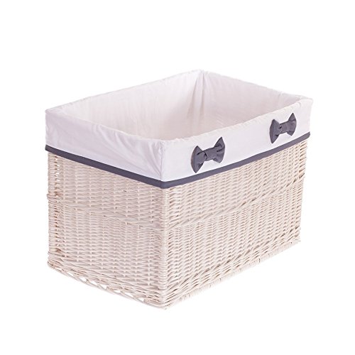 3-Pack Woven Wicker Shelf Baskets - Natural Storage Bins for Bathroom, Kitchen & Bedroom Organization - Home Decor Storage Boxes for Shelves, Cabinets and Closet Organization