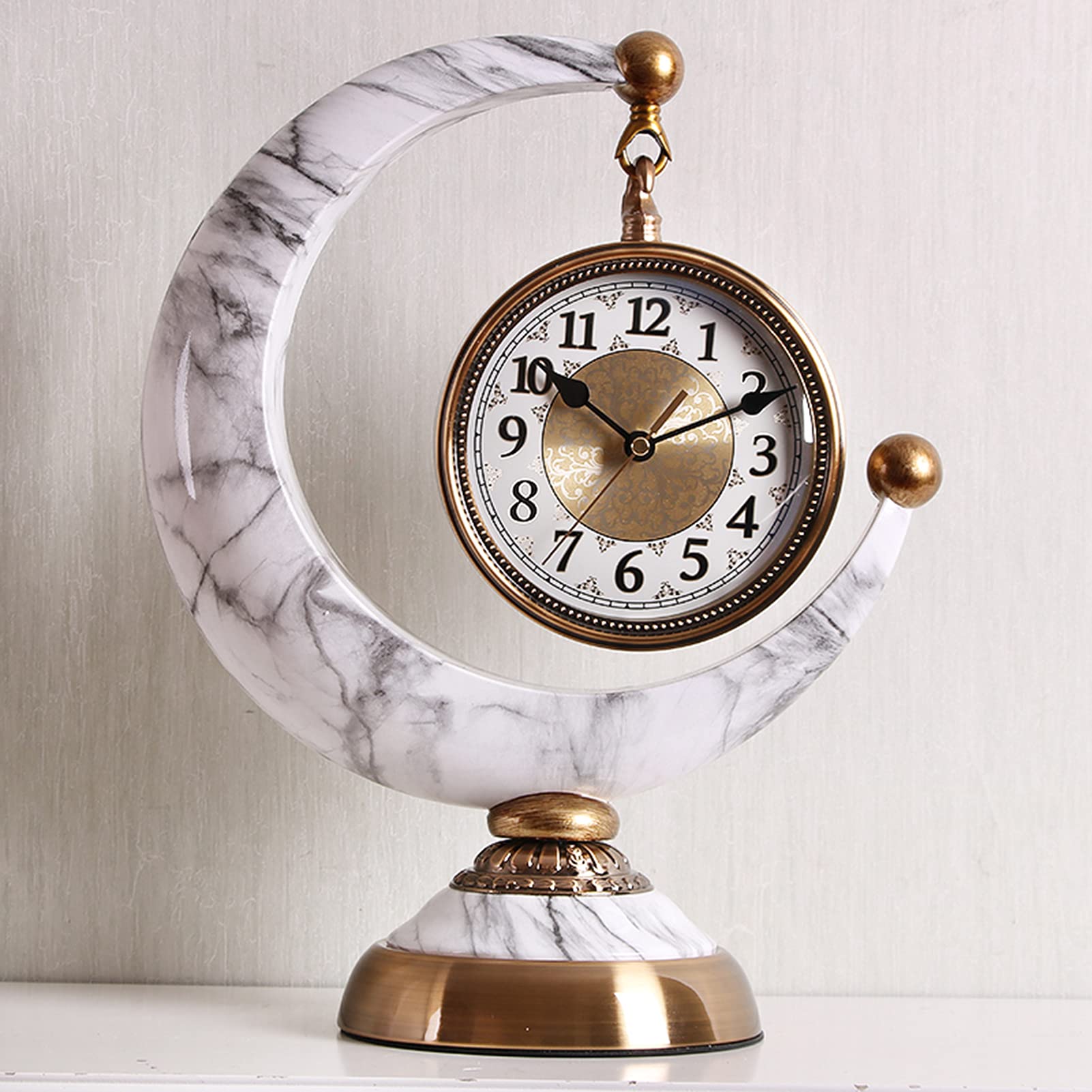 Vintage Silent Table Clock - Battery Operated Mantel Clock with Antique Finish for Home & Office Decor | Perfect for Desktop, Bookshelf, and Mantel Display