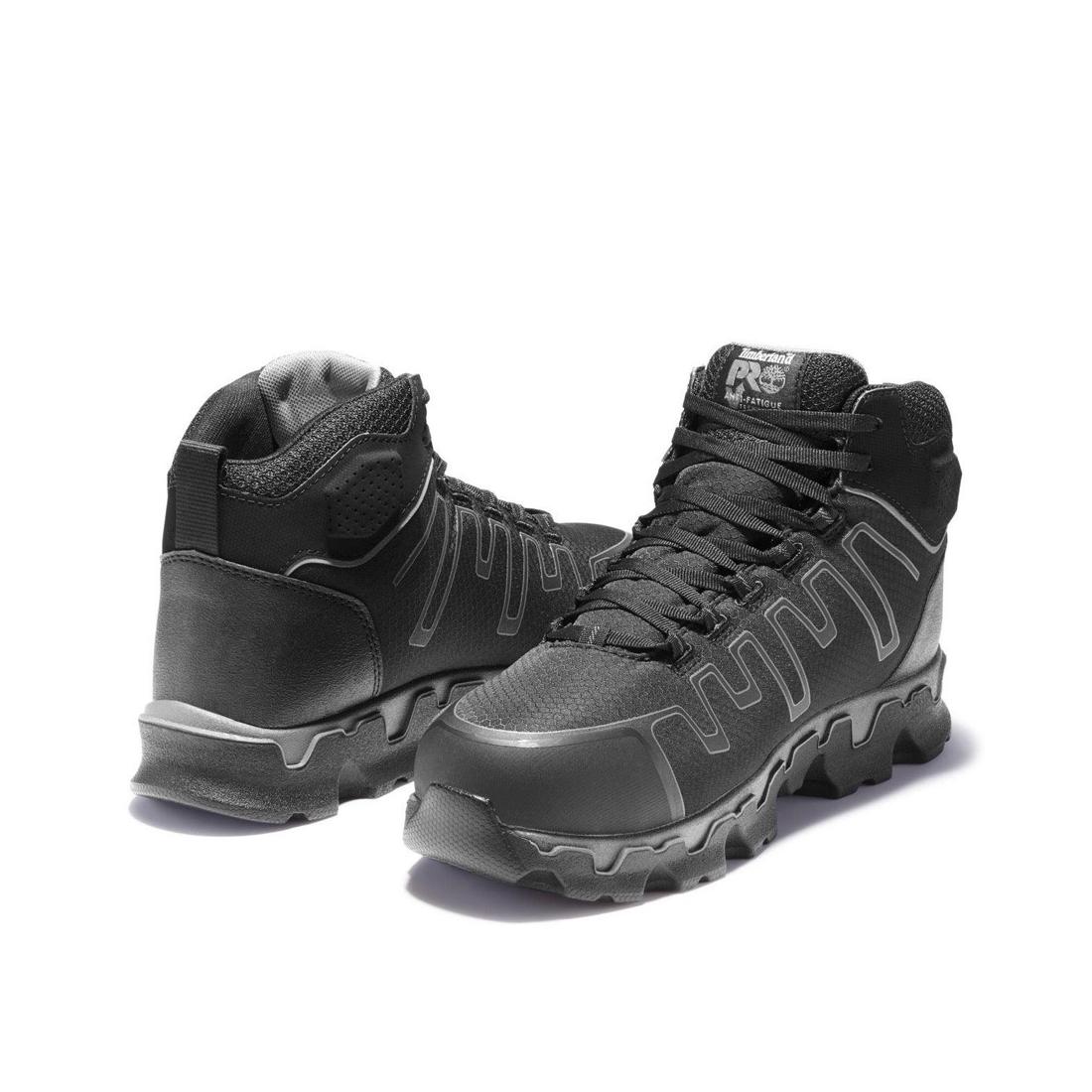 Powertrain Sport Alloy Toe Work Boots for Men - Black Safety Shoes for Construction, Warehouse & Industrial Work | Durable & Comfortable Work Boots