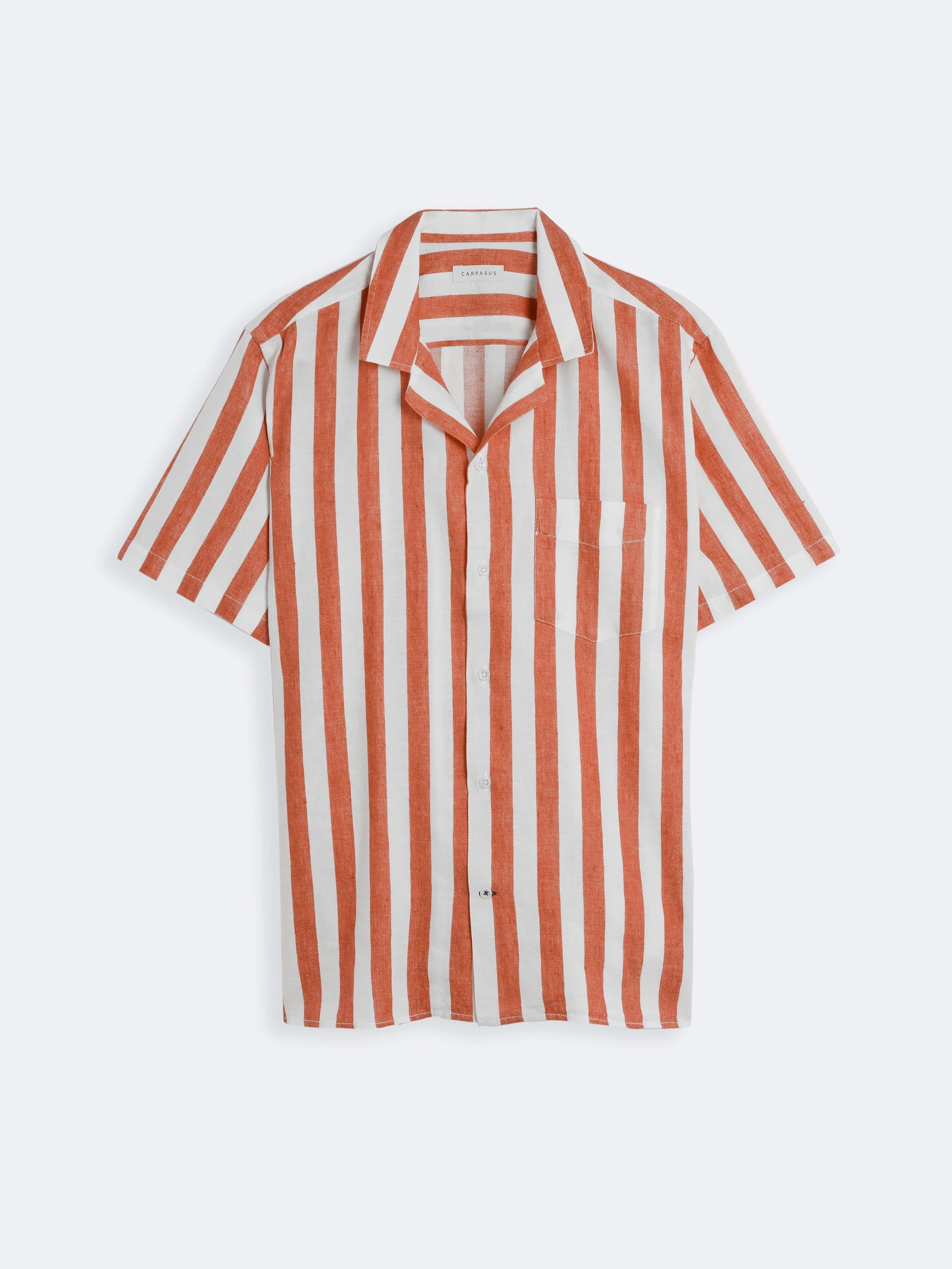 Linen Short Sleeve Shirt for Men - Breathable & Comfortable Casual Wear in Terracotta - Perfect for Summer Outings, Beach Trips, and Relaxed Office Days
