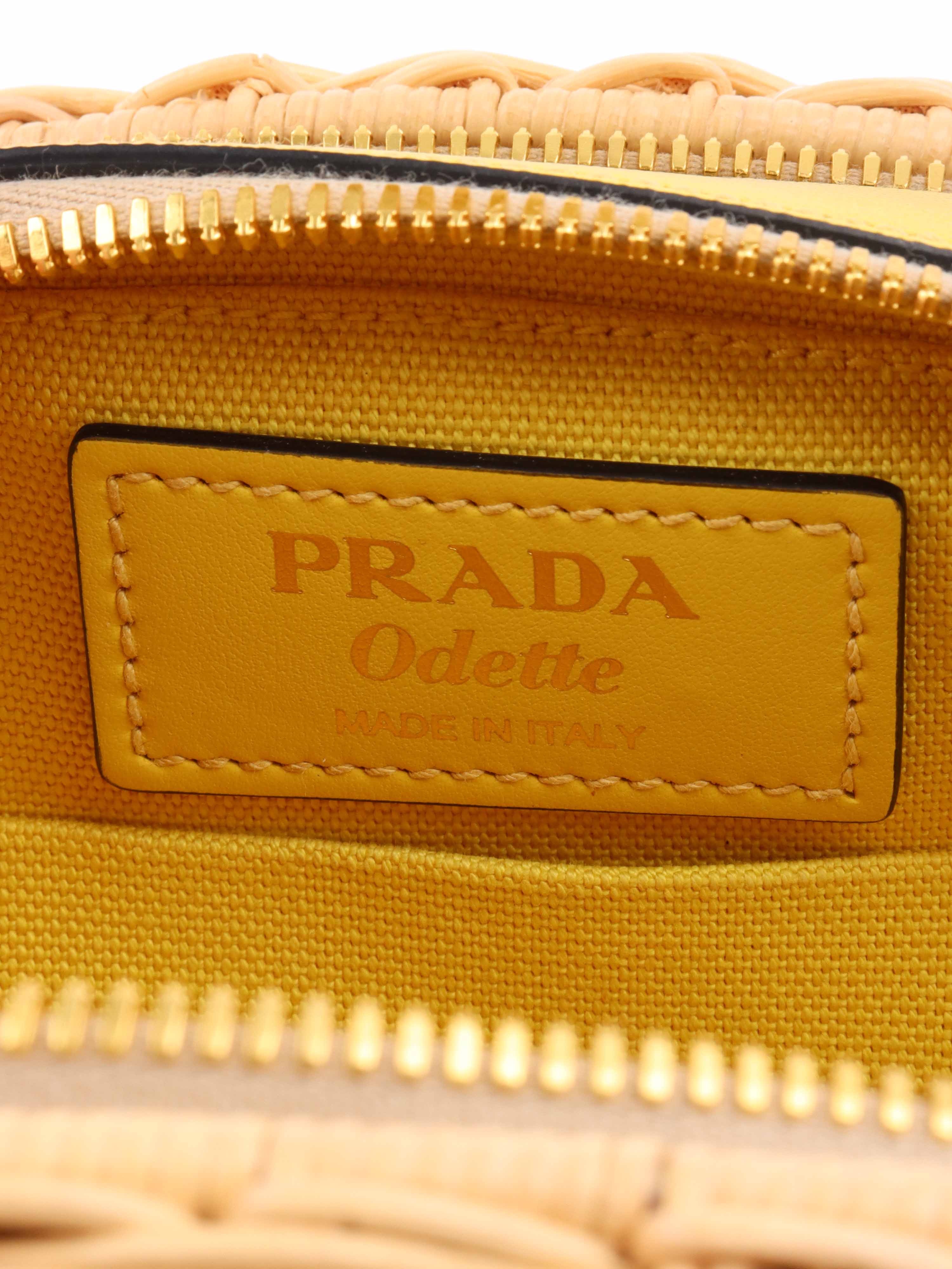 Prada Odette Yellow Wicker Handbag - Stylish Woven Crossbody Purse for Women | Perfect for Summer Outings, Beach Trips & Fashion Events