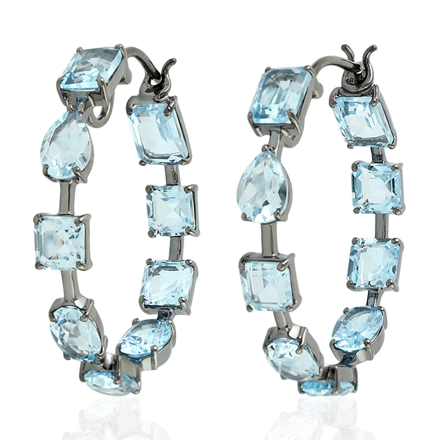 18k Oxidized Gold Blue Topaz November Birthstone Hoop Earrings – Perfect Gift for Birthdays, Anniversaries & Special Occasions
