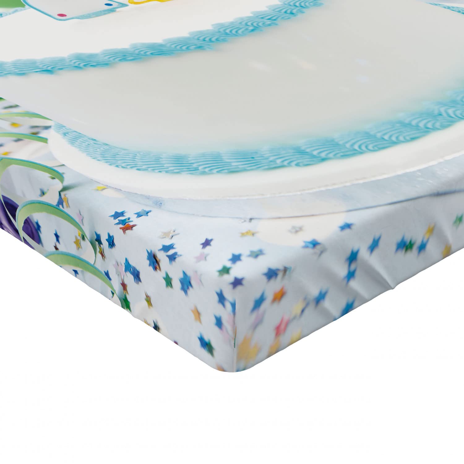 Ambesonne 21st Birthday Fitted Sheet - USA Legal Age 21 Party Cake & Balloons Print - Deep Pocket Elastic Twin XL Bed Cover - White & Pale Blue - Perfect for College Dorms, Birthday Decor & Themed Parties
