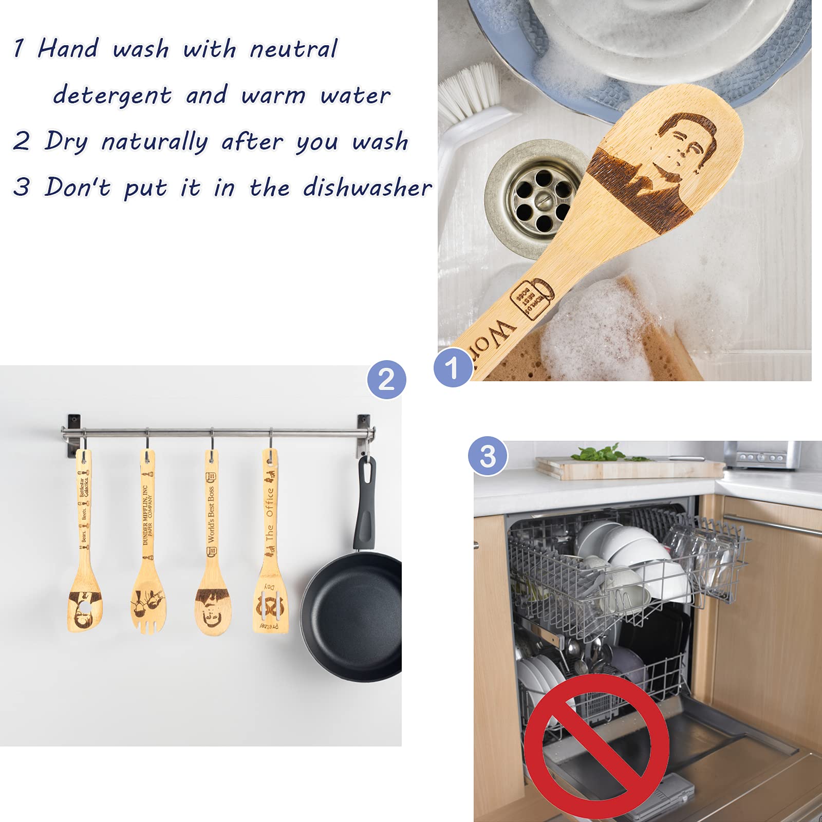The Office Wooden Spoon Set - 6-Piece Non-Stick Kitchen Utensils with Holder | TV Show Merchandise Gifts for Fans | Cooking, Serving & Housewarming Decor Present for Women & Moms | Perfect for Cooking Shows, Fan Gift Exchanges & Kitchen Decor