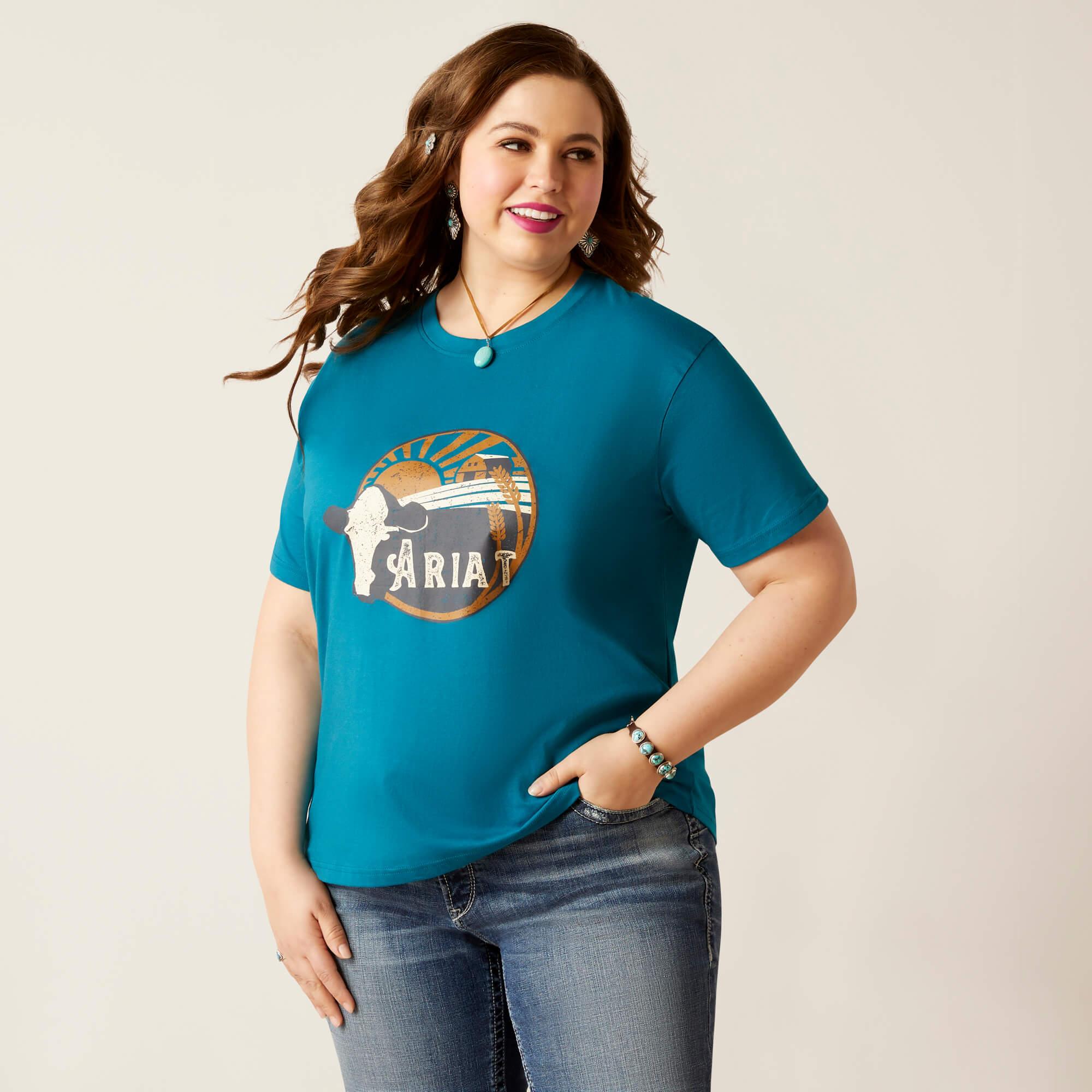 Women's Heartland Tee - Soft Cotton Short Sleeve T-Shirt in Deep Lagoon Blue | Casual Everyday Wear, Weekend Outfits & Layering Essential