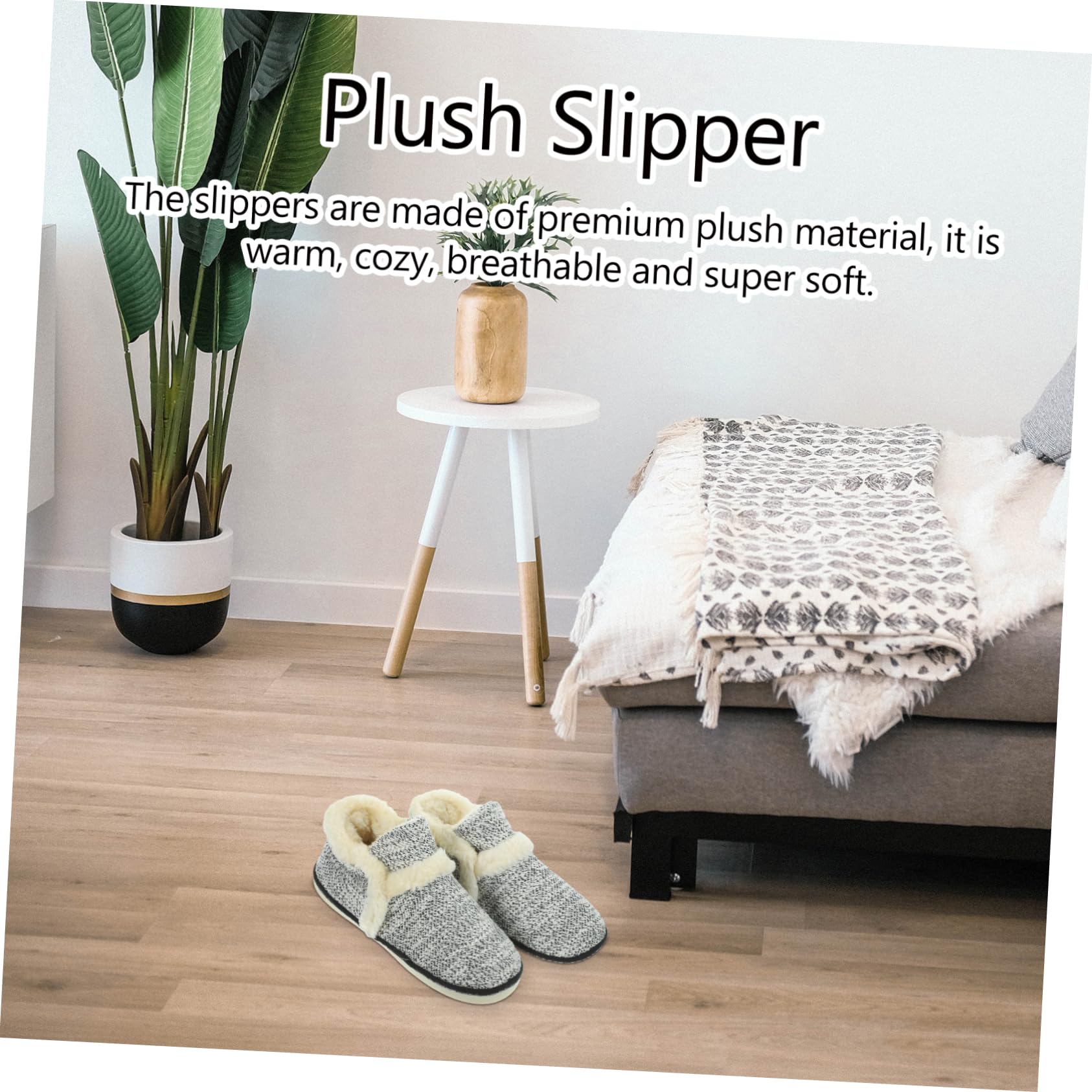 Holibanna Non-Slip Cotton Slippers for Men & Women - Warm Unisex Indoor House Shoes with Wool Lining for Winter | Cozy Home, Bedroom & Floor Comfort
