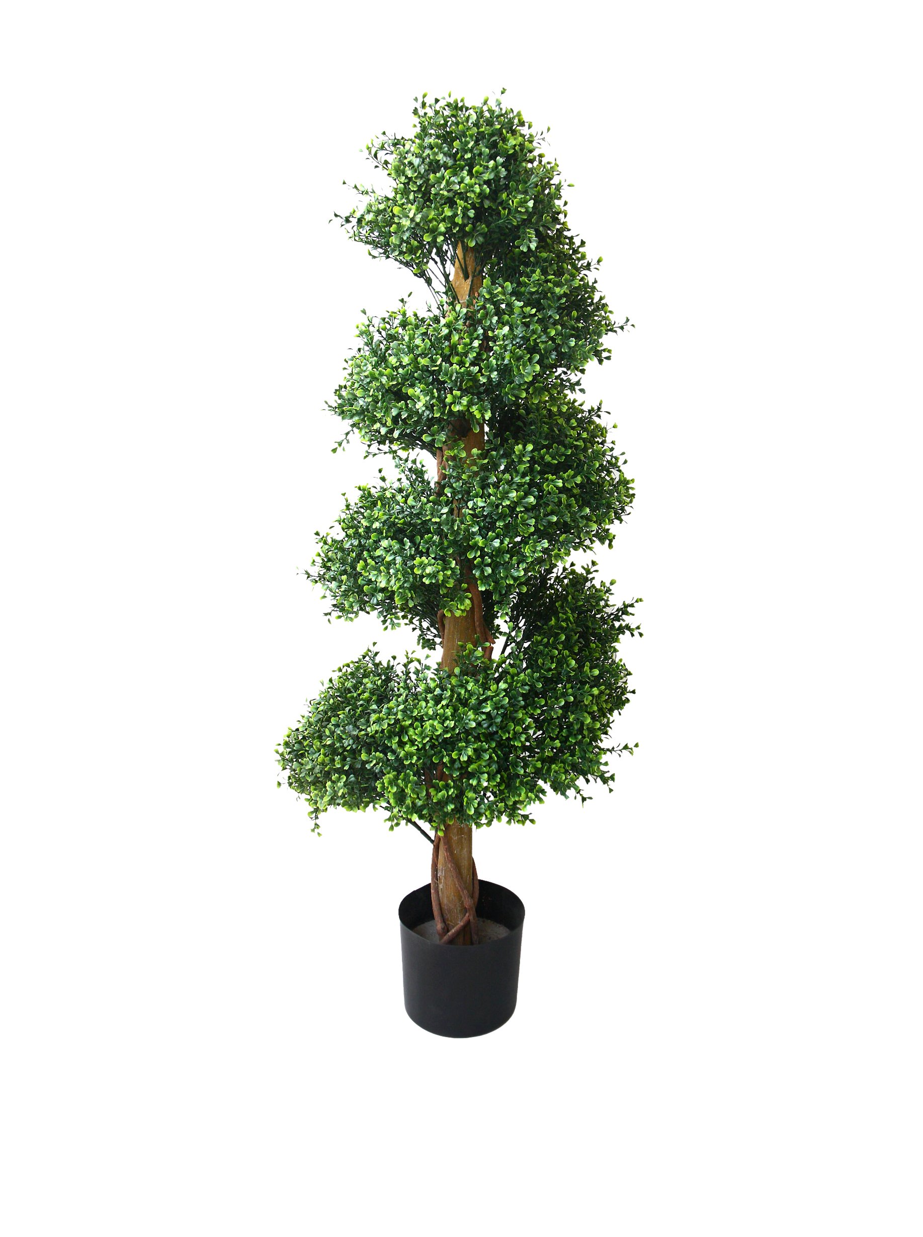 48-Inch Artificial Spiral Tree - Realistic Potted Boxwood Fake Plant for Indoor & Outdoor Decor - Faux Plants for Home, Office, Restaurant, Wedding & Party Decorations - Low Maintenance & UV Resistant - by Pure Garden
