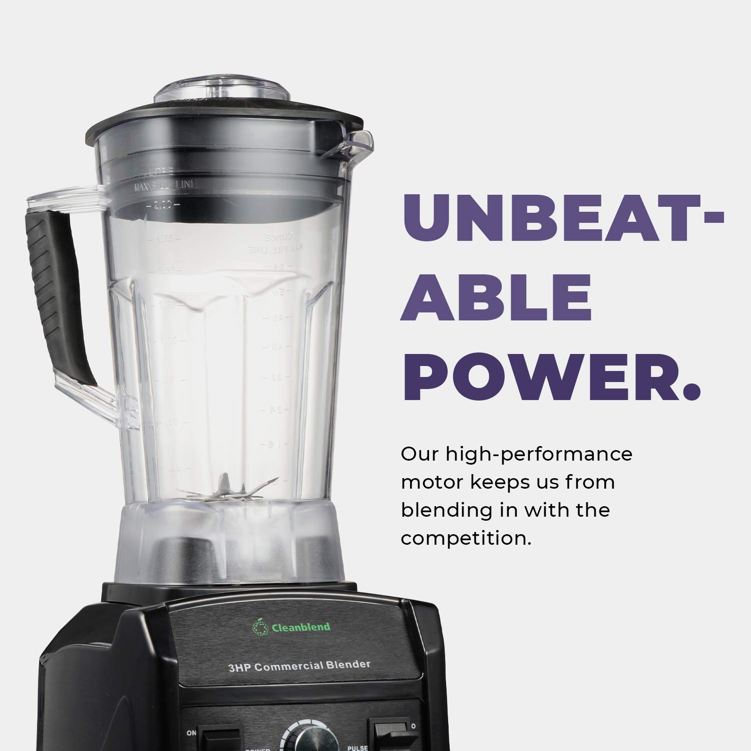 Cleanblend 1800W Commercial Blender - 3HP High-Performance Countertop Blender with 64oz Jar & Stainless Steel Blades | 5-Year Warranty | Perfect for Smoothies, Juices, Soups & Professional Kitchen Use
