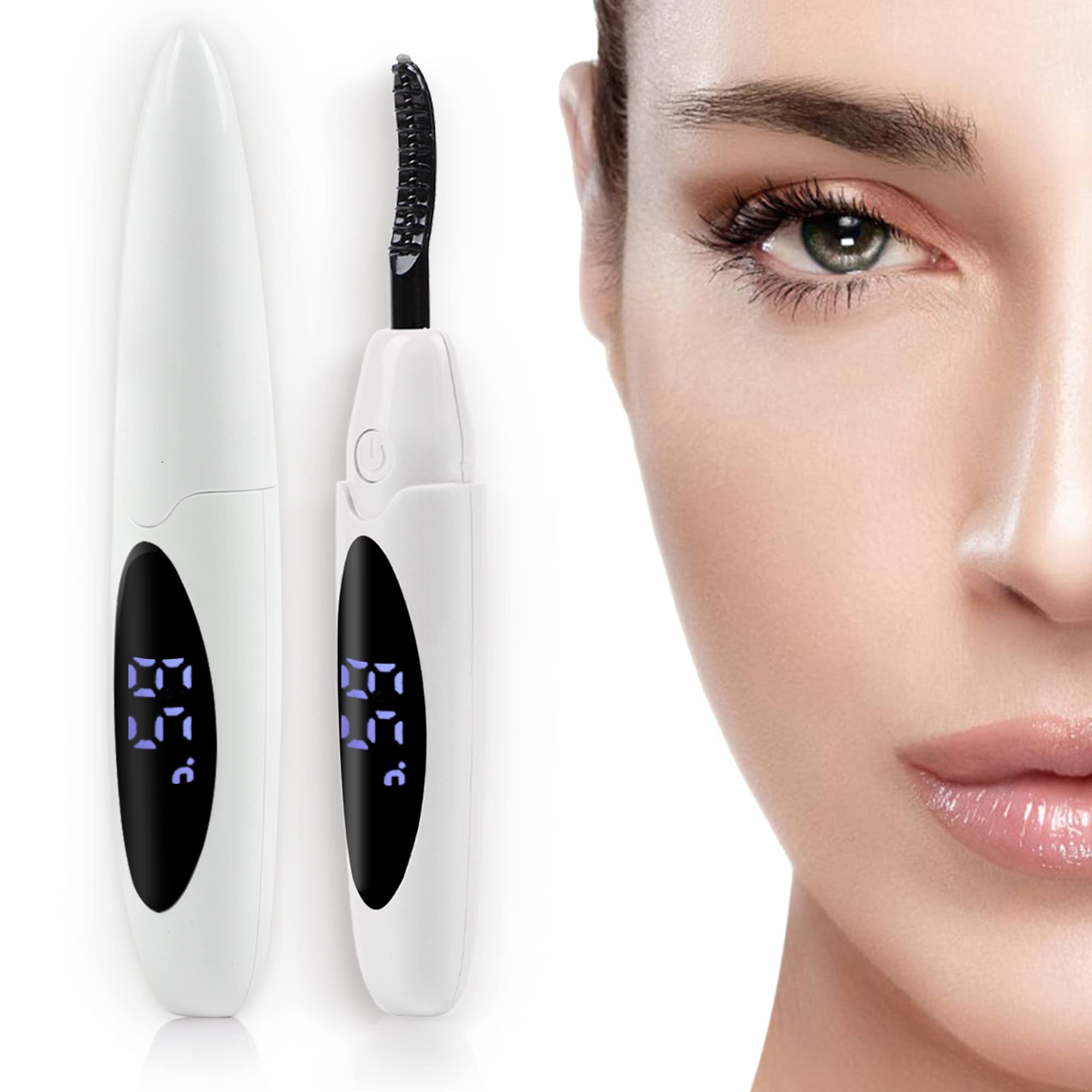 Electric Heated Eyelash Curler - Rechargeable Lash Curling Wand with Built-in Comb for Natural Long-Lasting Curls | Perfect for Home Use, Travel & Professional Makeup | Quick Warm-Up & 24H Hold