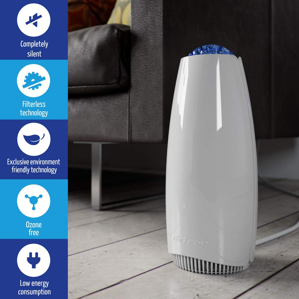 Airfree Tulip Filterless Air Purifier - Eliminates Viruses, Mold, Pet Allergens, Bacteria & Dust Mites - No Filter, Fan or Humidifier Needed - Compact White Air Cleaner for Bedroom, Office & Nursery