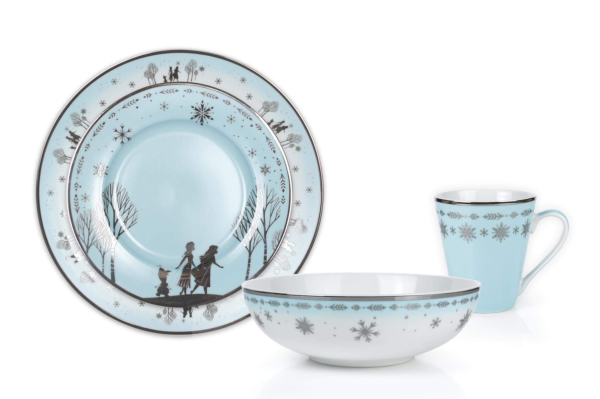 Disney Frozen 2 Anna & Elsa Themed 16-Piece Dinnerware Set - Official Collectible Ceramic Plates, Bowls & Mugs | Perfect for Kids Birthday Parties, Disney Themed Dining & Frozen Fan Gift Ideas