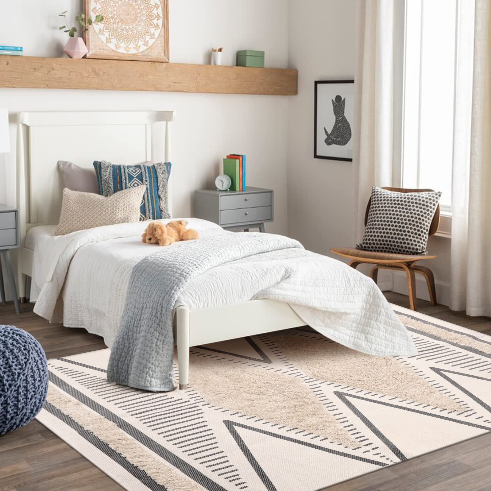 KIMODE 5x7 Washable Area Rug - Boho Farmhouse Woven Indoor/Outdoor Rug for Living Room, Bedroom, Dining Room, Nursery & Office - Lightweight Large Rug Perfect for Home Decor, Dorm & Patio Use