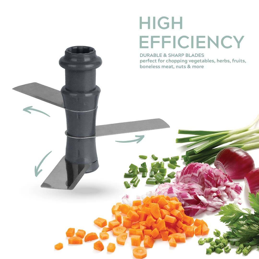 KBS 900ml Manual Food Chopper - Stainless Steel Blade for Onions, Tomatoes, Potatoes & Vegetables - Hand Press Vegetable Cutter & Mixer for Salad Prep, Meal Prep & Cooking (Pack of 1)