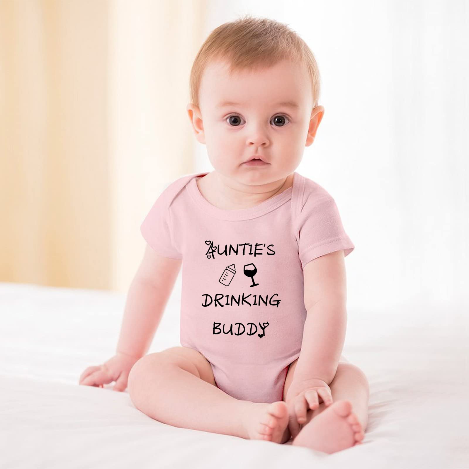 Funny Unisex Baby Onesie Romper - Auntie's Drinking Buddy Bodysuit for Newborns & Infants 0-24 Months | Cute Outfit for Family Gatherings, Photo Shoots & Playtime