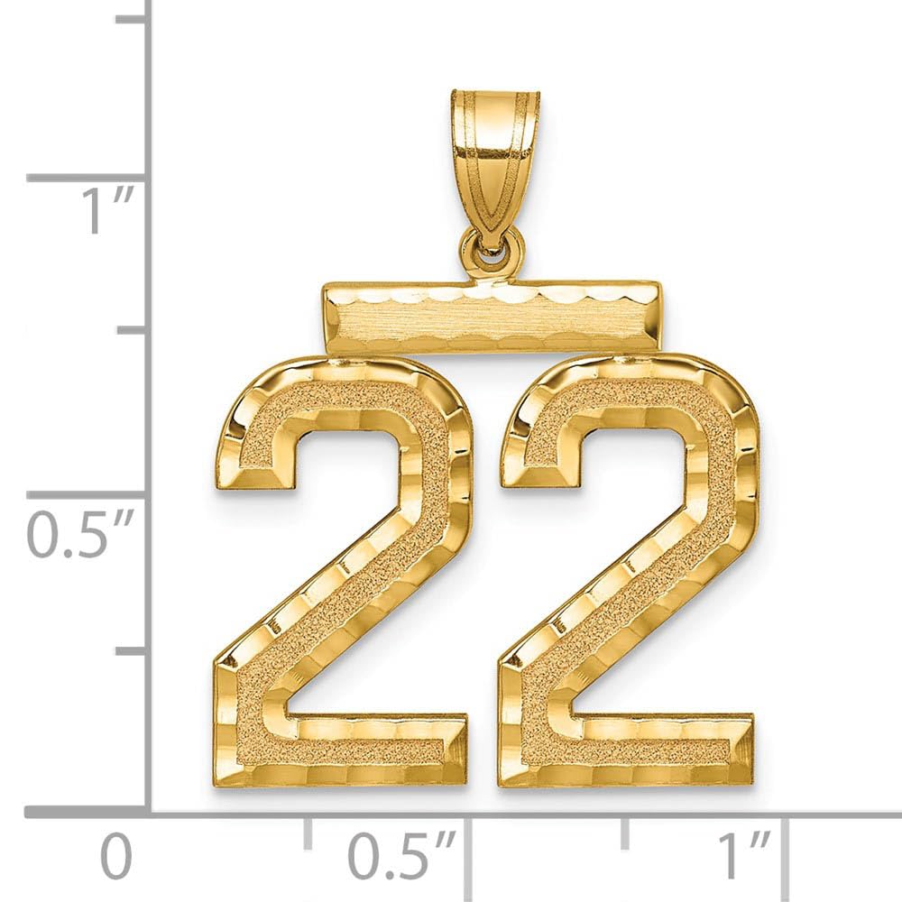 The Black Bow 14k Yellow Gold Varsity Collection Large D/C Pendant Number 22 - Perfect for Gifts, Graduations, and Special Occasions