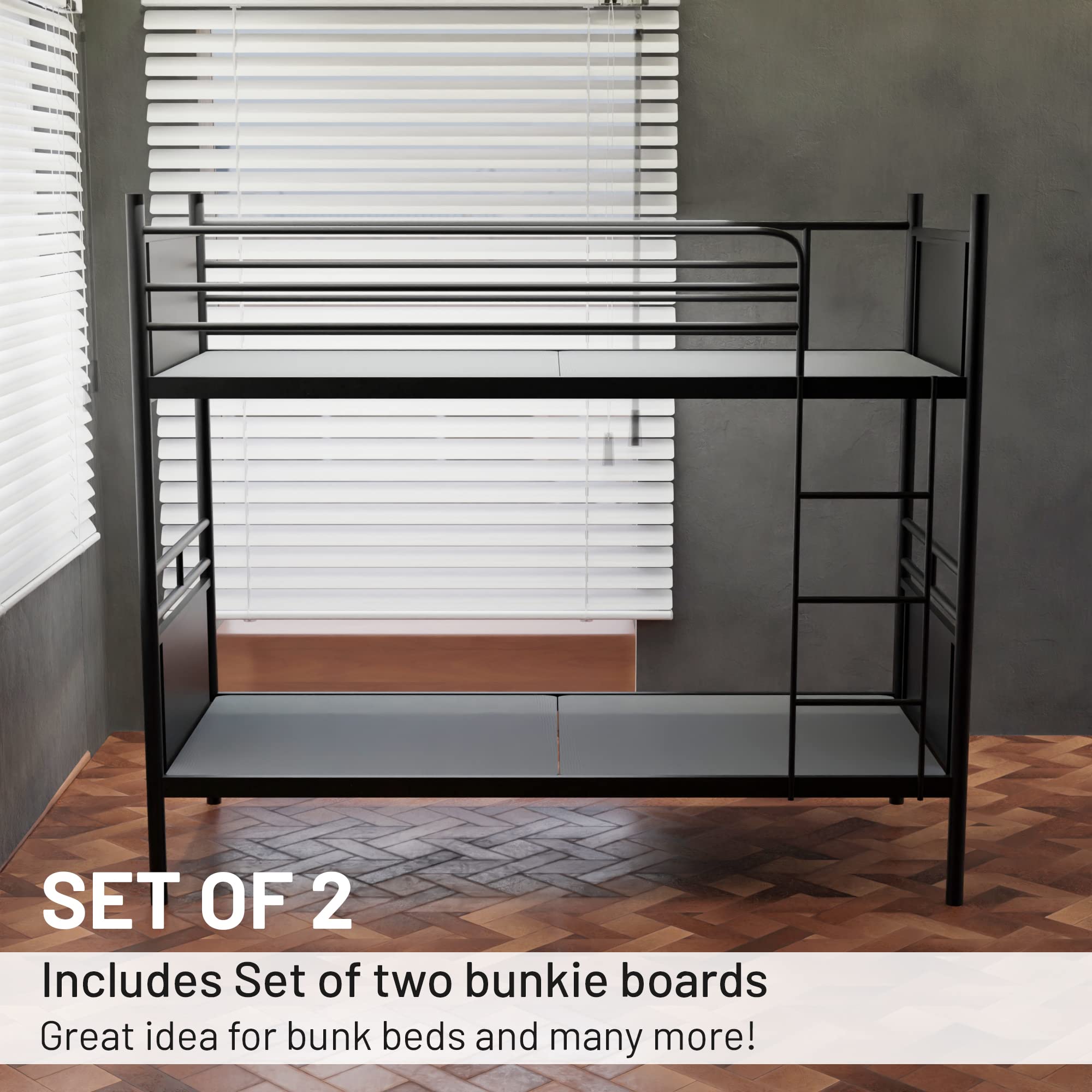 **Treaton 1.5-Inch Split Bunkie Board for Mattress Support – Fully Assembled, Enhanced Comfort & Durability, Twin XL (Set of 2, Grey) – Perfect for Bunk Beds, Trundle Beds & Platform Frames**