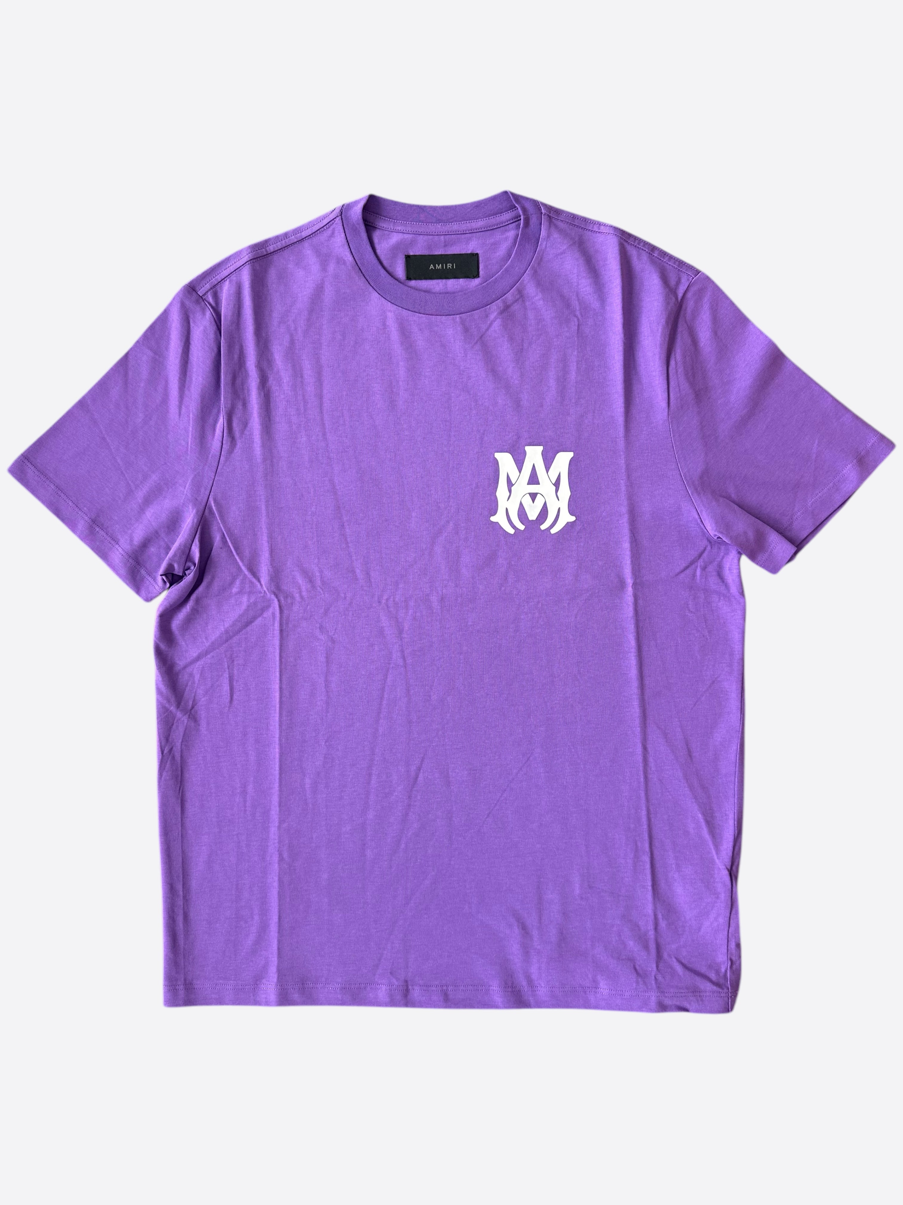 Amiri Purple & White MA Core Logo T-Shirt for Men - Stylish Graphic Tee for Casual Wear & Street Fashion