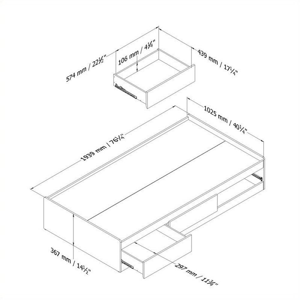 Rosebery Full Size Kids Platform Bed with 3 Drawers - No Box Spring Needed for Cozy Bedrooms