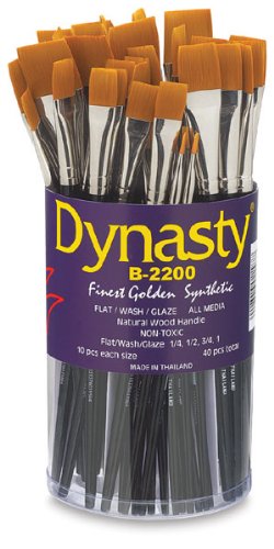 Premium Dynasty Golden Synthetic Makeup Brush Set - 40 Piece Flat Brush Collection for Professional & Everyday Makeup Application - Perfect for Foundation, Contouring, and Blending