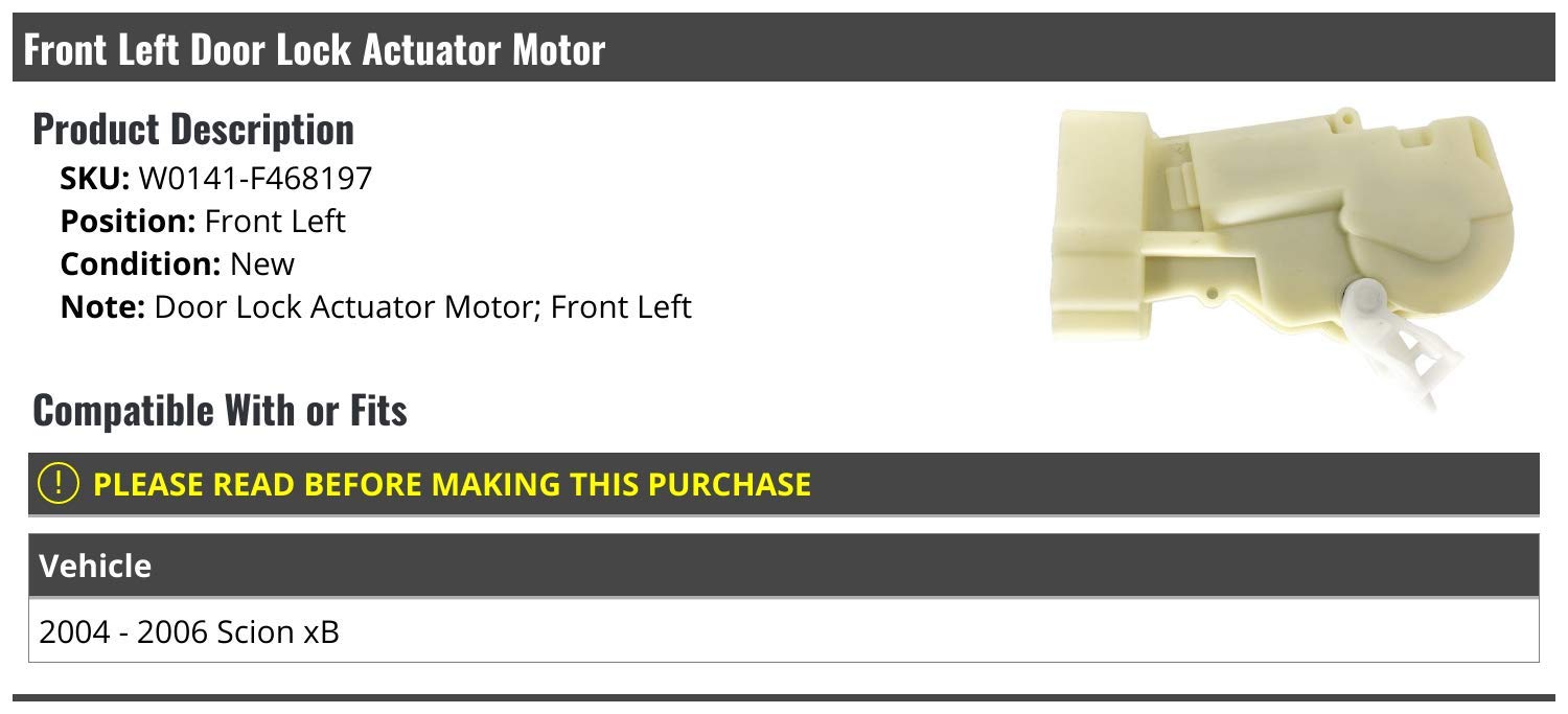 Front Left Driver Side Door Lock Actuator Motor Replacement for 2004-2006 Scion xB - Power Door Lock Repair Part - Perfect for DIY Auto Fix & Vehicle Security Upgrade