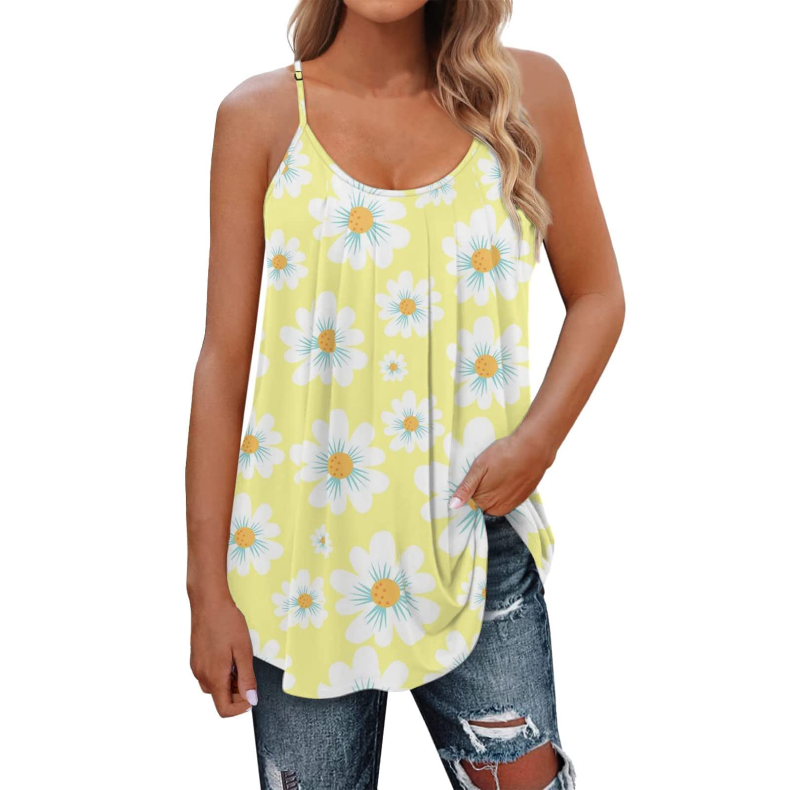 Women's Plus Size Cute Tank Tops - Summer Sleeveless Pleated Casual Loose Camisole T-Shirts for Everyday Wear | Perfect for Beach, Gym & Outdoor Activities