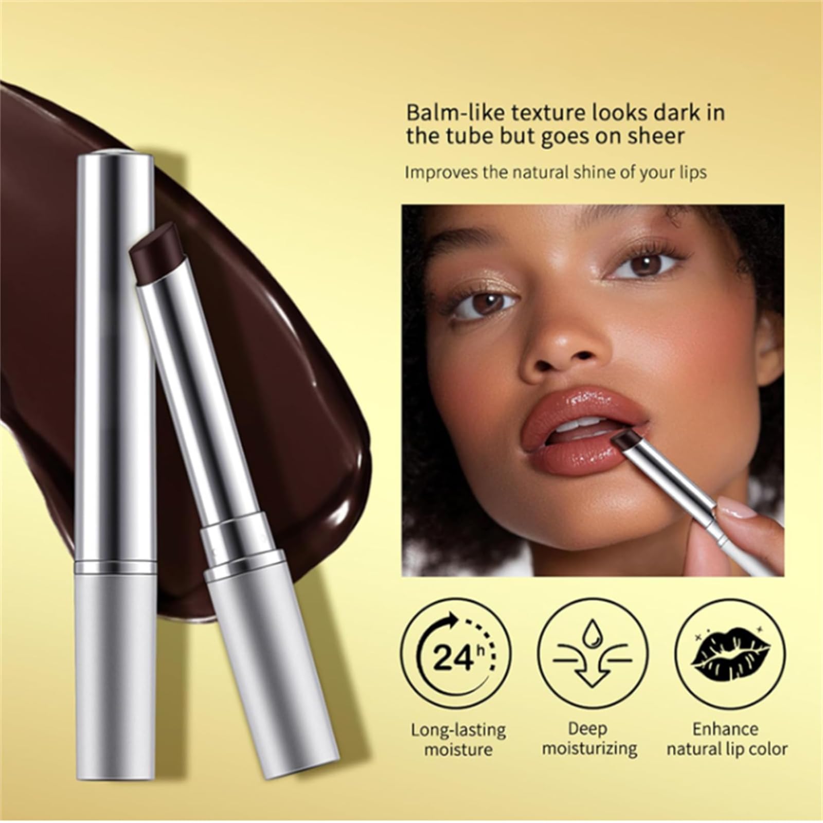 HoneyNoir Pink Honey Lipstick & Black Honey Tinted Lip Balm - Nourishing, Hydrating Moisturizing Lipstick for Daily Wear, Natural Makeup & Gift Giving