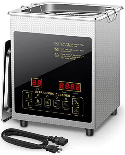 2L Ultrasonic Cleaner with Heater - 28/40Khz Dual Frequency Jewelry Cleaner with Degas Function, 60W Upgraded Ultrasonic Cleaning Machine for Watch, Glasses, Carburetor - 1-90min Adjustable Timer - Perfect for Home & Professional Jewelry Cleaning, Eyewear Maintenance & Auto Parts Restoration