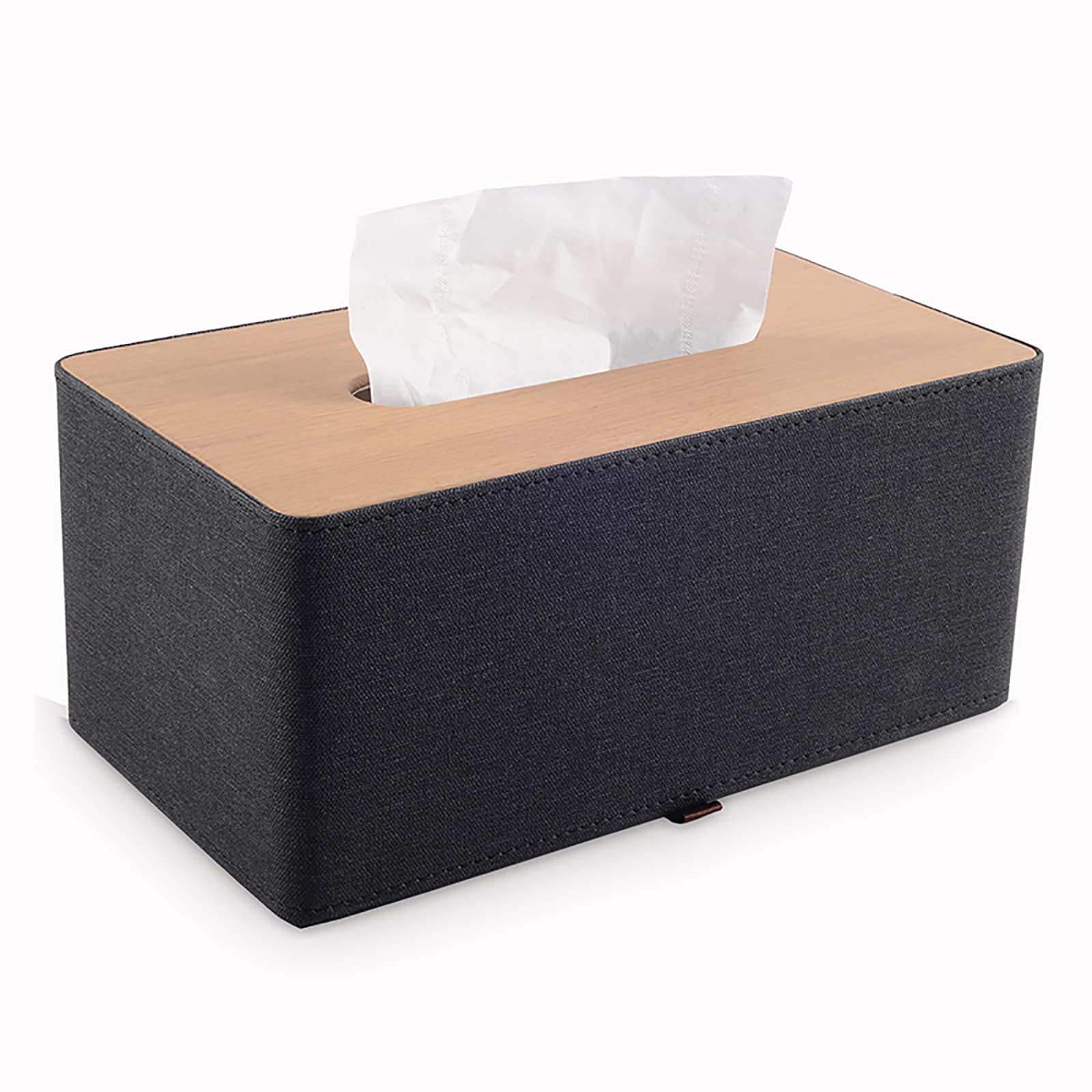 Premium Rectangular PU Leather Tissue Box Holder - Oversized Black Napkin Organizer for Home & Office - Stylish Leather Craftsmanship for Living Room, Bedroom, or Dining Table Decor