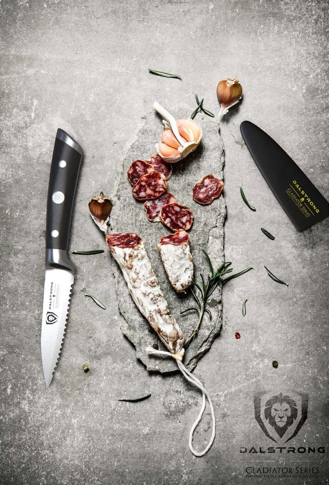 Premium Serrated Paring Knife 3.75 Inch - Professional Gladiator Series Kitchen Knife | NSF Certified | Razor Sharp Stainless Steel Blade | Perfect for Peeling, Slicing Fruits & Vegetables | Dalstrong ©