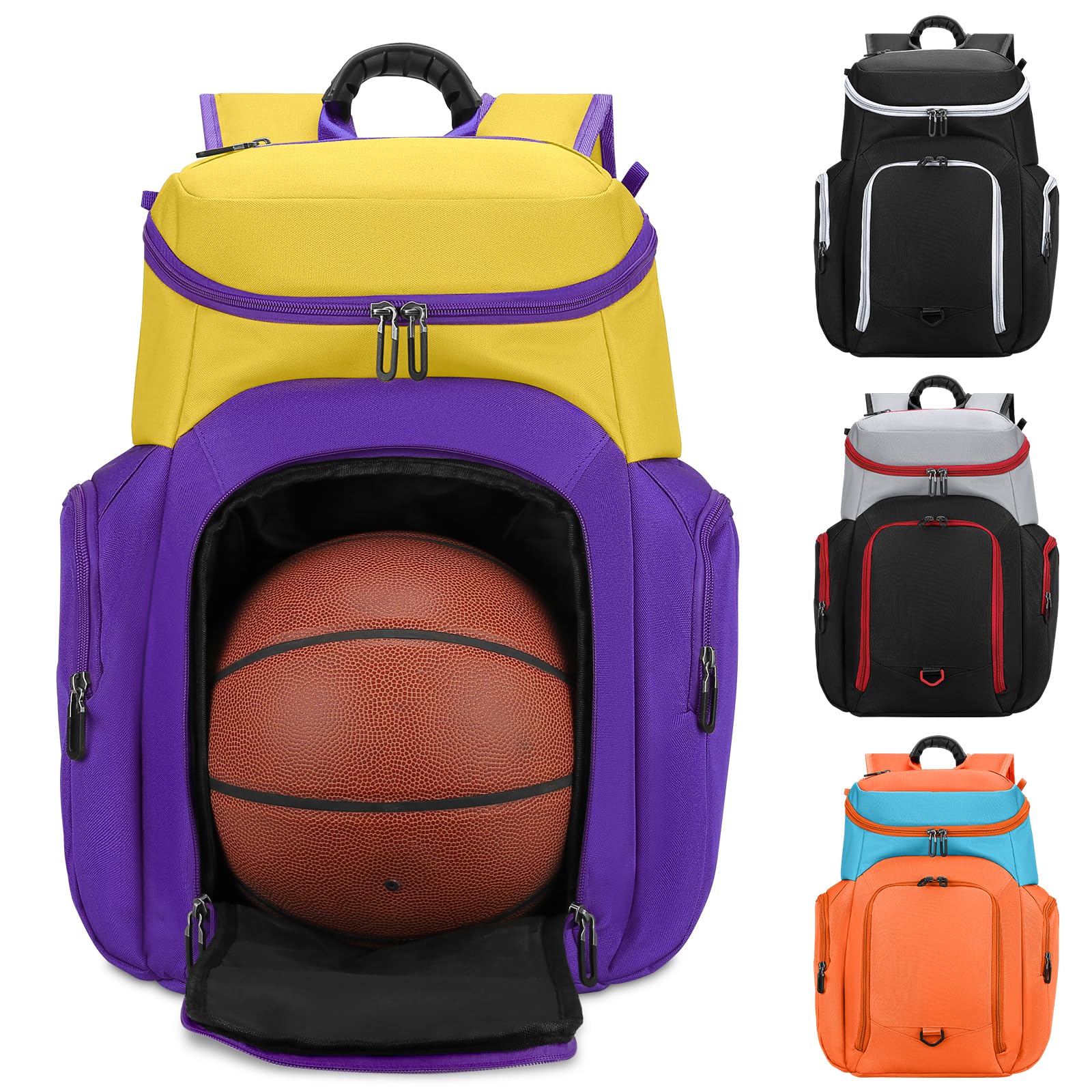 BROTOU Basketball Backpack with Ball Compartment - Large Capacity Sports Bag for Football, Soccer, Rugby, Volleyball & Baseball - Durable Gym Backpack for Men & Women - Perfect for Training, Games & Travel