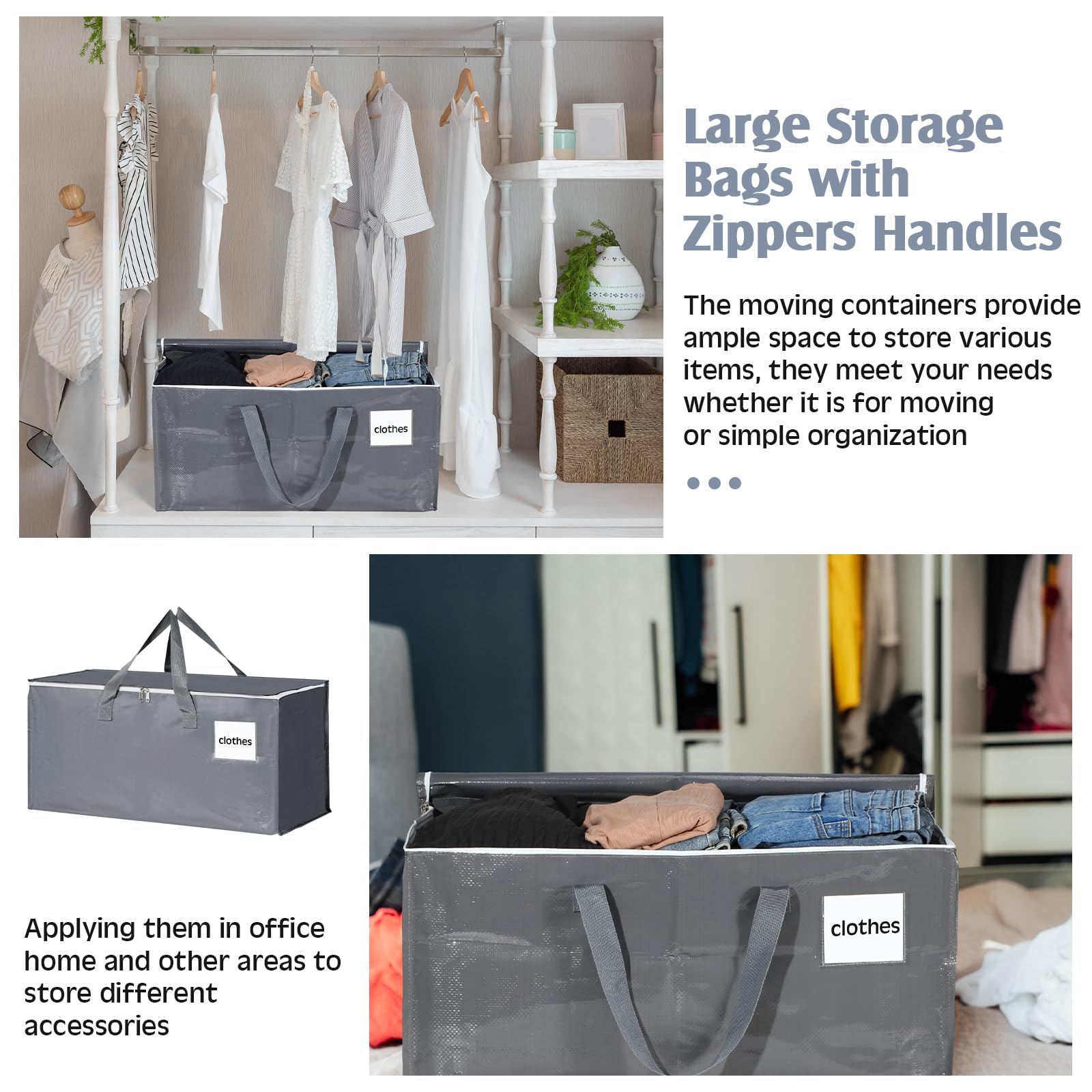 12-Pack Heavy Duty Moving Boxes with Zippers & Handles - 93L Large Storage Totes (28.7