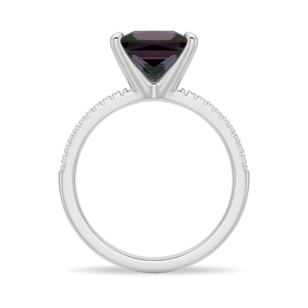3 CT. Princess Cut Alexandrite Engagement Ring With Split Shank Band - Perfect for Proposals, Anniversaries & Special Occasions