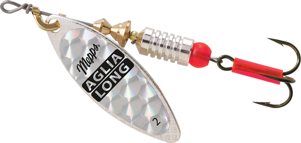 Aglia Long Spinner Fishing Lure #2 Plain Treble Hook - Perfect for Bass, Trout, and Freshwater Fishing
