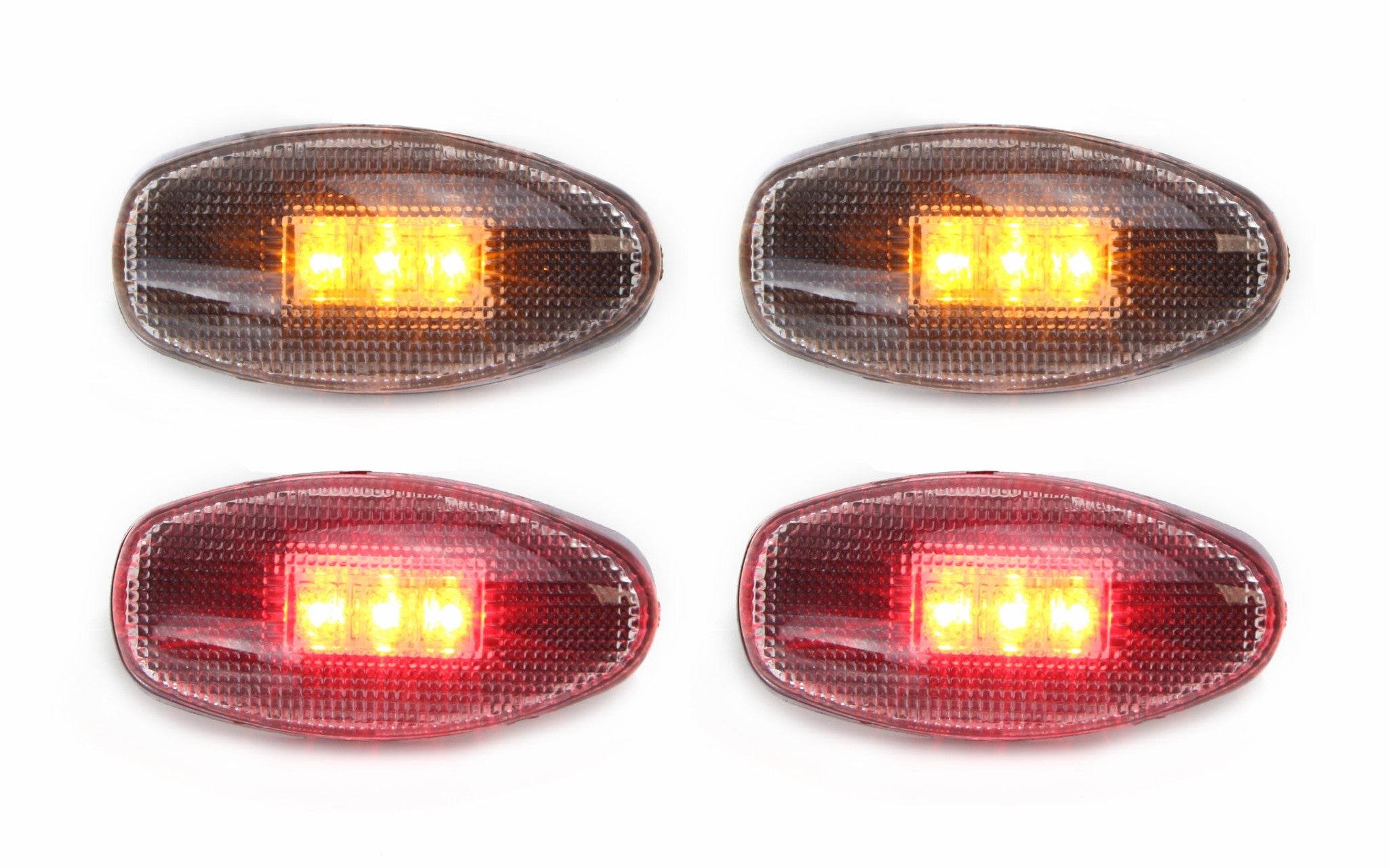 4PCS Clear Lens LED Fender Bed Side Marker Lights (2 Amber + 2 Red) - Compatible with Chevy GMC Trucks & SUVs - Durable Waterproof Design for Off-Road & Night Driving Safety