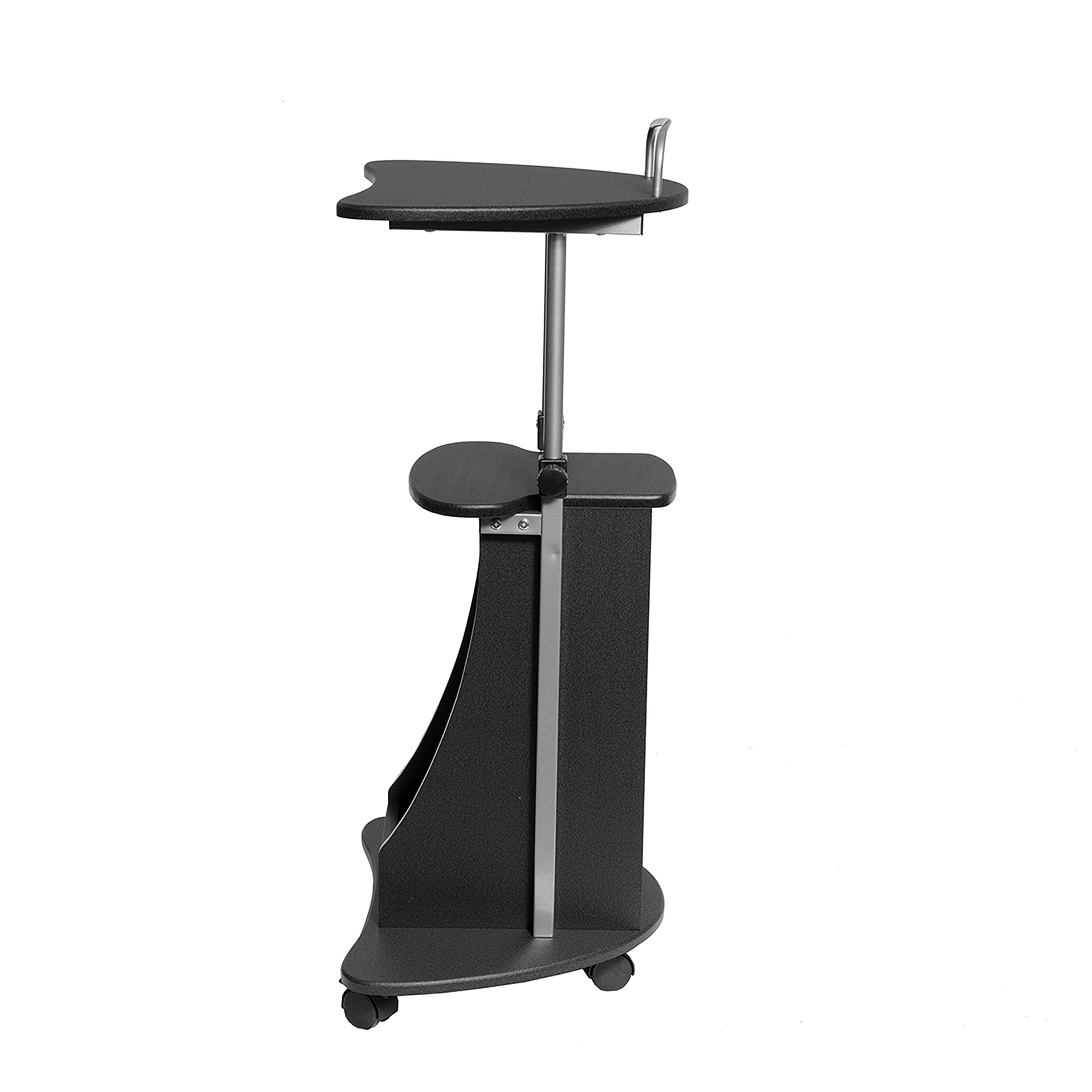 Techni Mobili Adjustable Height Rolling Laptop Cart with Storage - Sit to Stand Mobile Workstation, Graphite (22