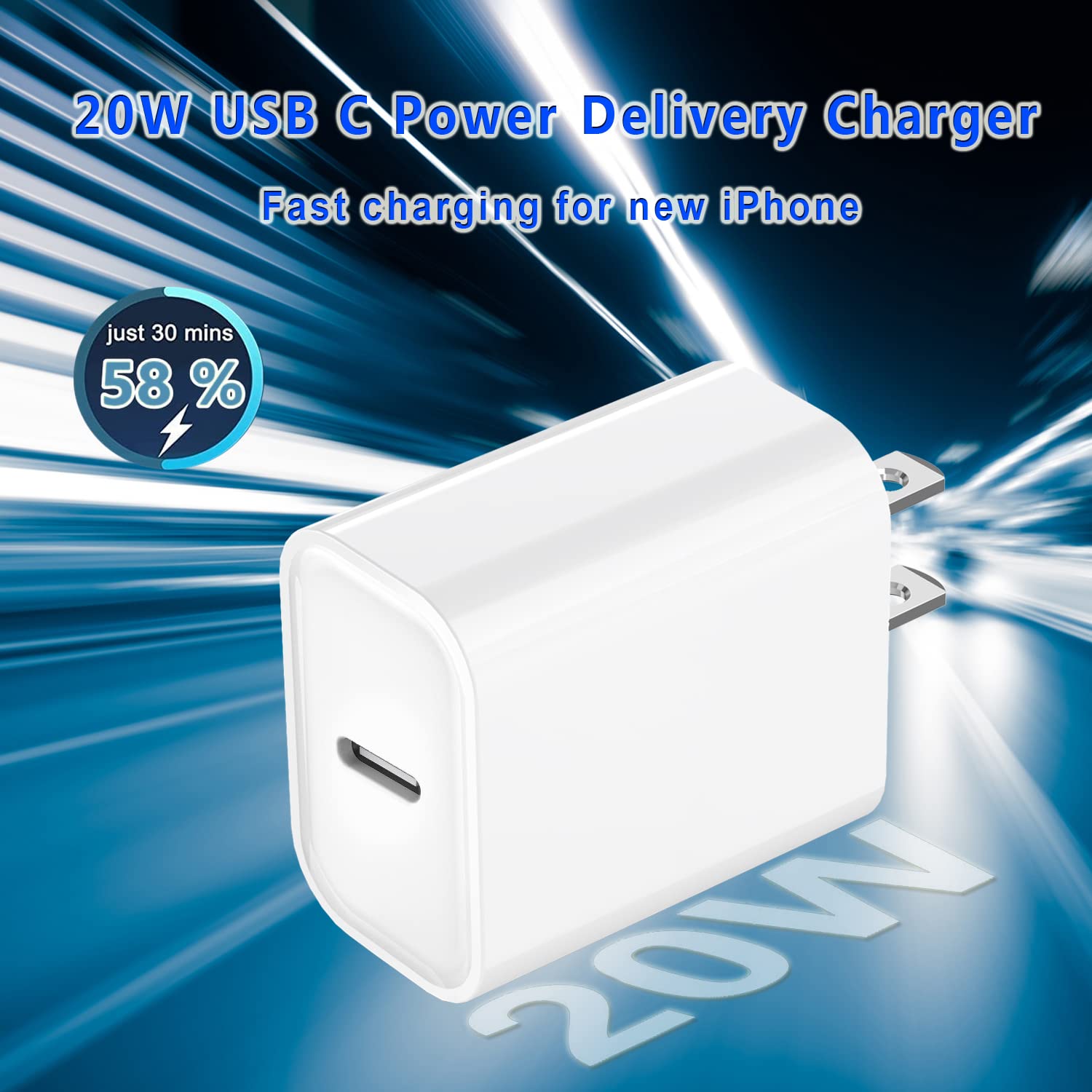 20W USB-C Fast Charger Block 2-Pack - PD Power Adapter for iPhone 16/15/14/13/12 Series & iPad - Quick Charge for Home, Office & Travel